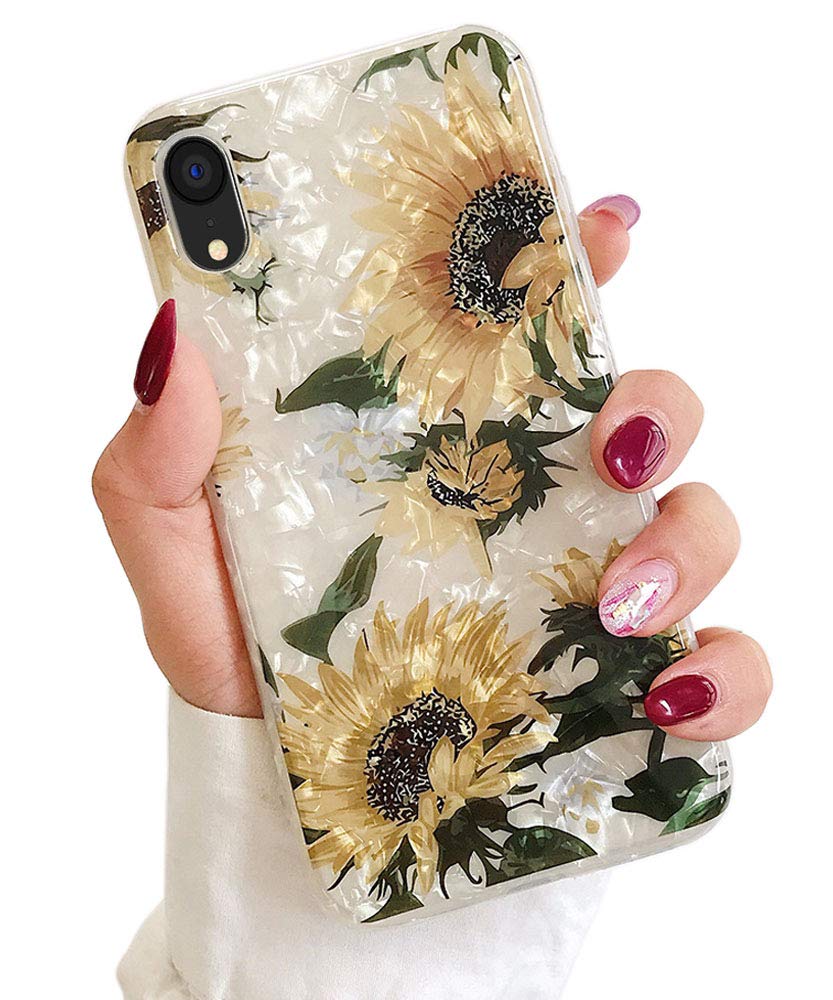 Qokey Compatible for iPhone XR Case for Girls Women Cute Pattern Sparkle Crystal Clear Soft Bumper Lightweight TPU Anti-Scratch 
