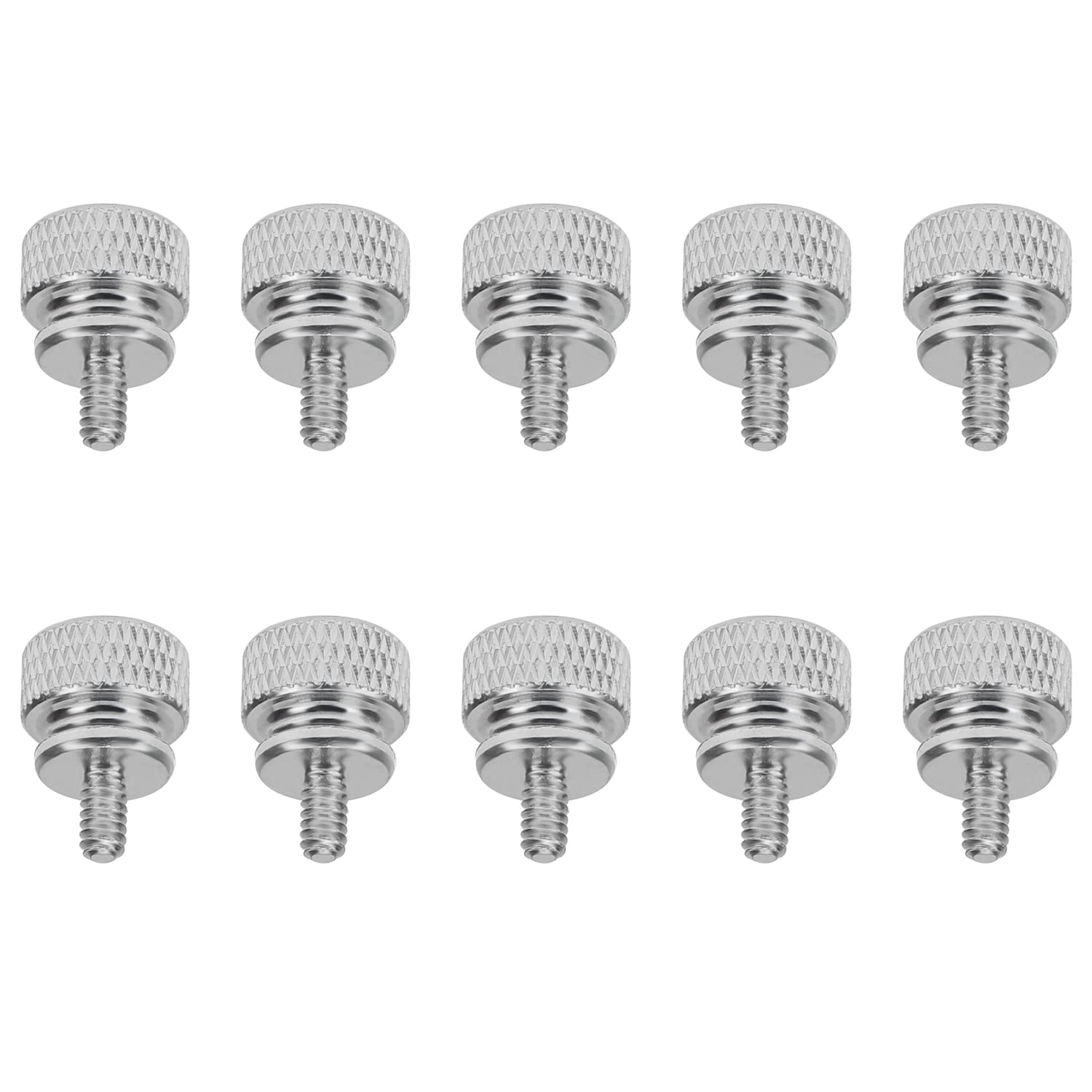 Helifouner 10 Pieces 6 32 Thread, Silver Color Anodized Aluminum Computer Case Thumbscrews, Thumb Screws For Computer Case/Cover