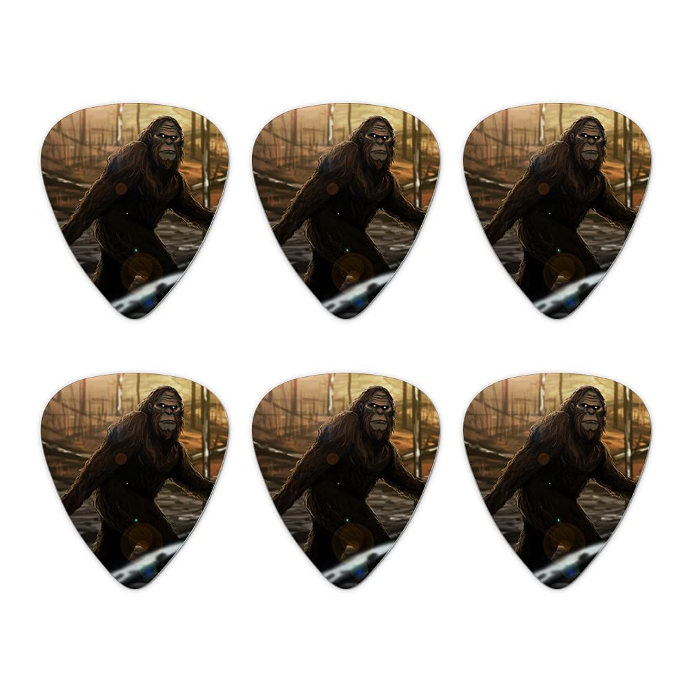 Bigfoot Sasquatch Walking In The Woods Novelty Guitar Picks Medium Gauge   Set Of 6
