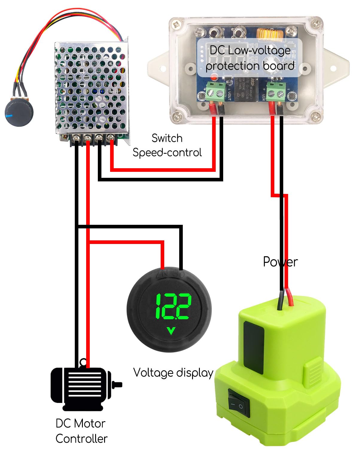 Power Wheel Battery Adapter Kit Fit For Ryobi 18V Lithium Battery, Battery Adapter Converter Kit, With Fuse Terminal & Protectiv