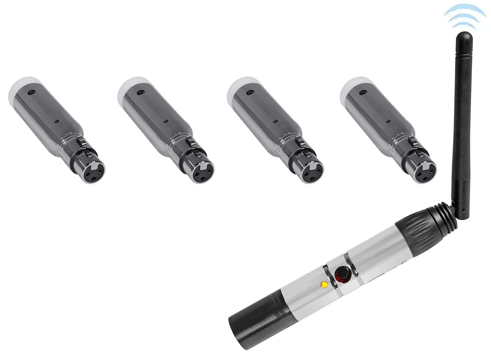 Rockville DMXWTR Rechargeable Wireless DJ DMX Lighting Transmitter+4) Receivers