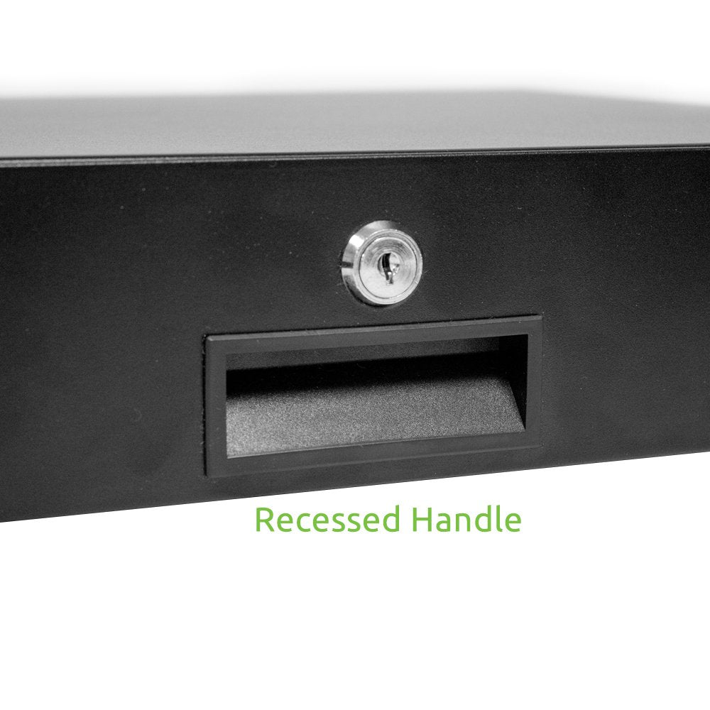 Navepoint Rack Mount Drawer For 19 Inch Server Cabinet Case Or Dj With Lock And Key 2U Black