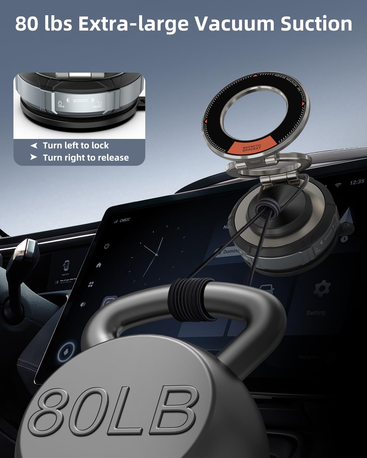 Giieegii 360 Adjustable Vacuum Suction Bracket For Magsafe Car Mount,Vacuum Magnetic Phone Holder,Cell Phone Holders For Your Ca