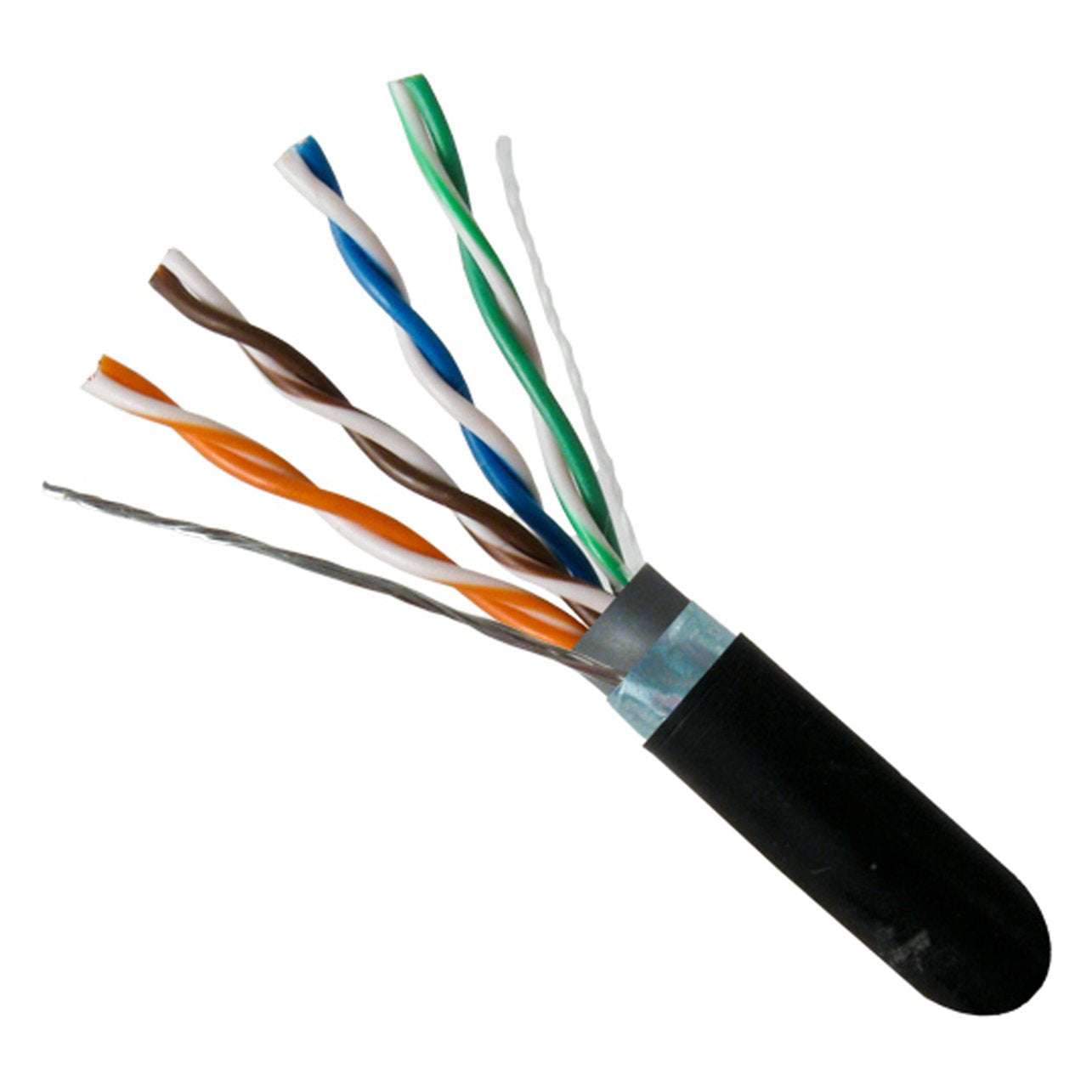 Vertical Cable Cat5E, Shielded Dual Jacket, Direct Burial, 1000Ft, Black, Bulk Ethernet Cable, Wooden Spool