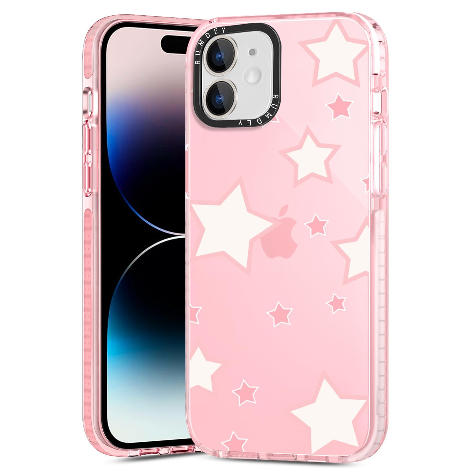 Rumdey 2 Pack Cute Star Girls Woman Phone Case Aesthetic For Apple Iphone 12 Mini 5.4 Inches, Silicone Soft Shockproof Tpu 2 Pcs