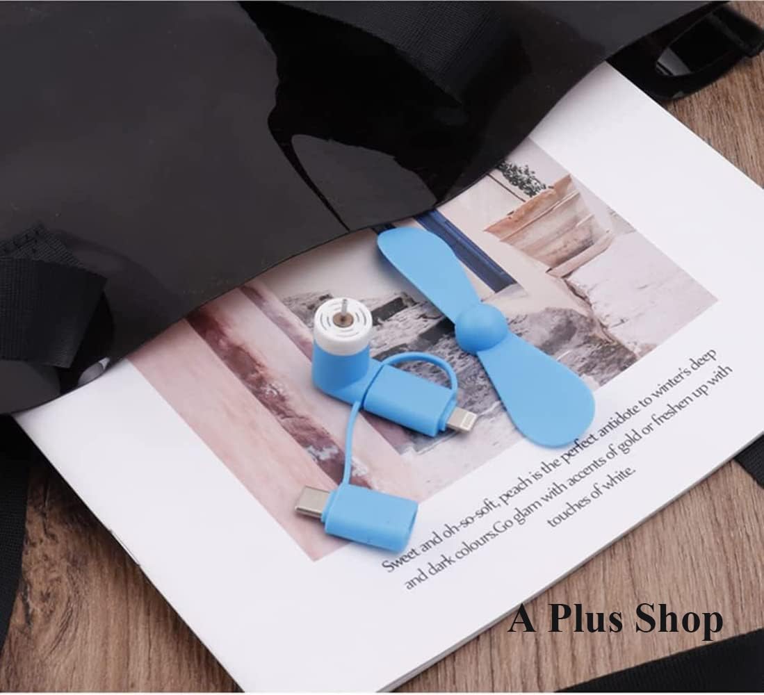 A plus Mini Cell Phone Fan 3-in-1, Colorful, Compatible with iPhone/Android, Model 5691, Fits Micro USB/Type C/Lightning, 6-Pack