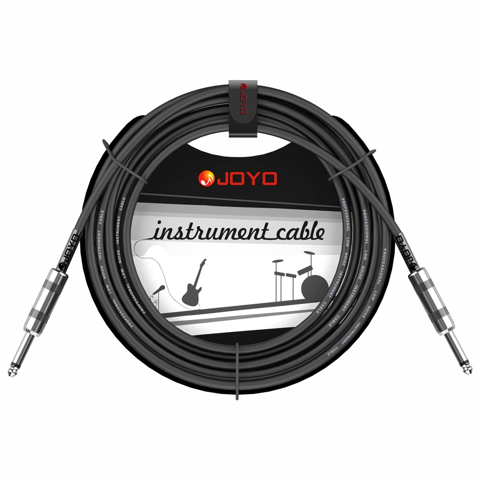 Joyo Audio Instrument Cable 15Ft For Bass & Guitar 1/4 Inch Straight Professional Amp Cord (Black, Cm 04)