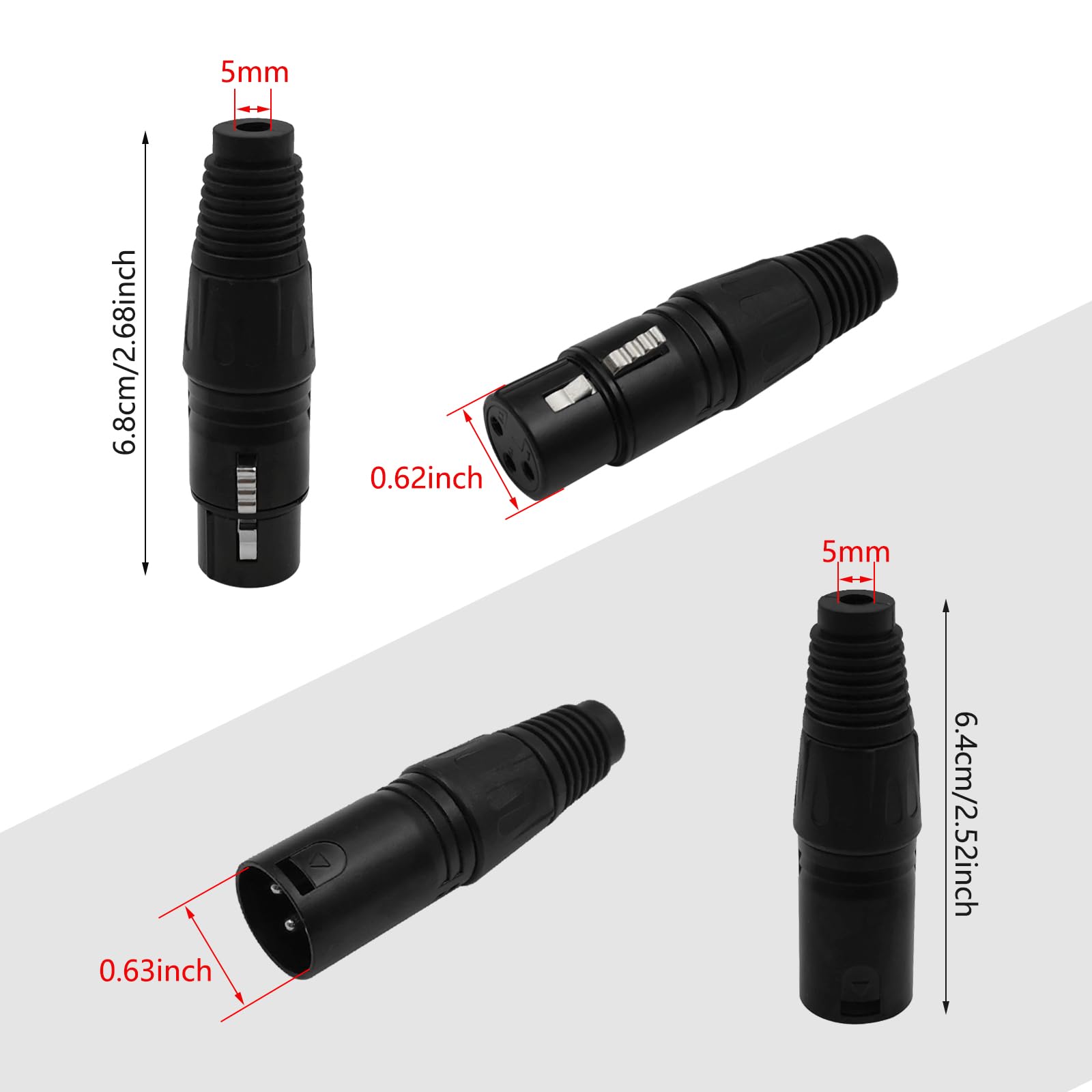 Mfbjxc 3 Pin Xlr Cable Connector 10 Pairs Male & Female Plug Cable Connector Microphone Audio Socket