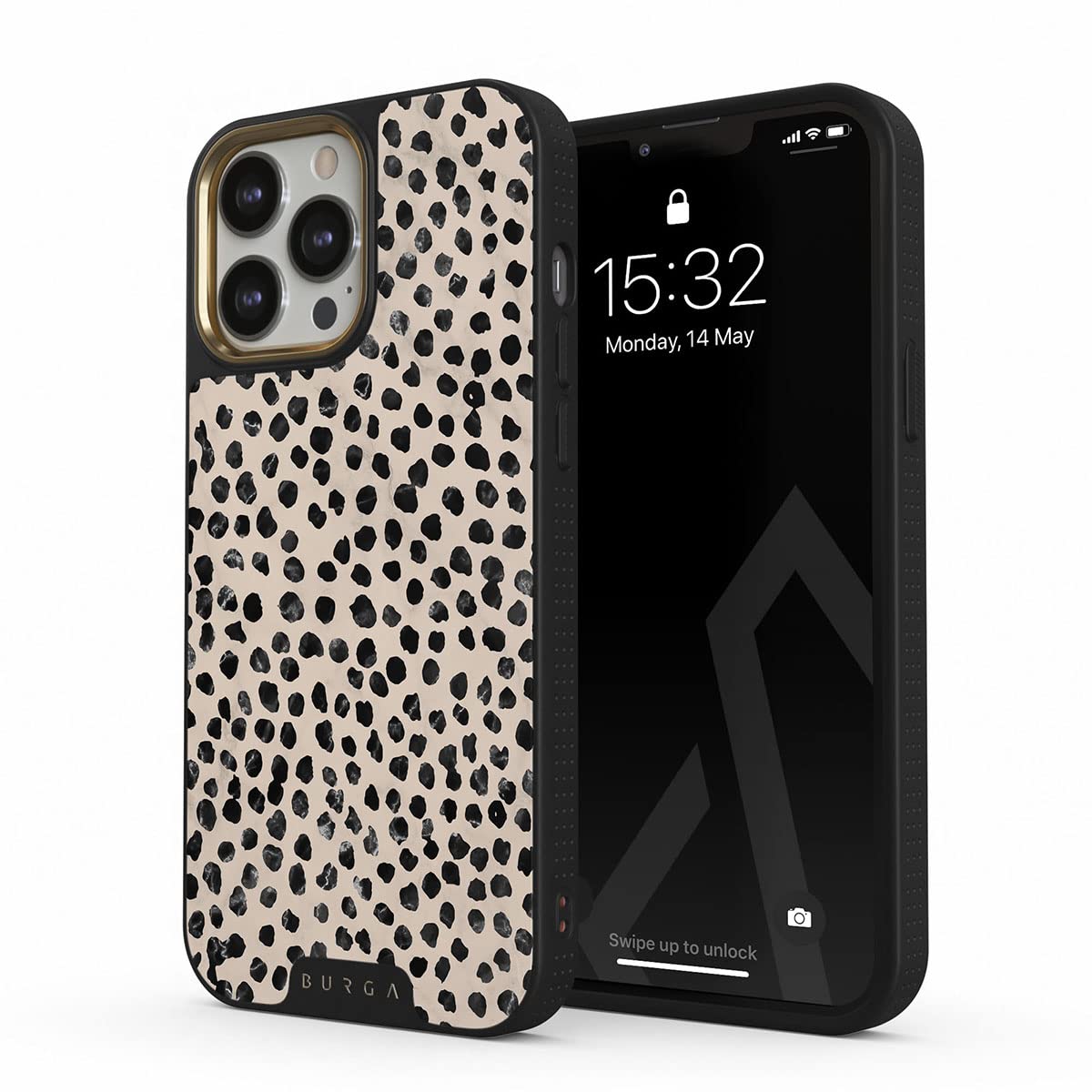 Burga Phone Case Compatible With Iphone 13 Pro Max   Black Polka Dots Pattern   Cute But Tough With Cloudguard 2 In 1 Defense Sy