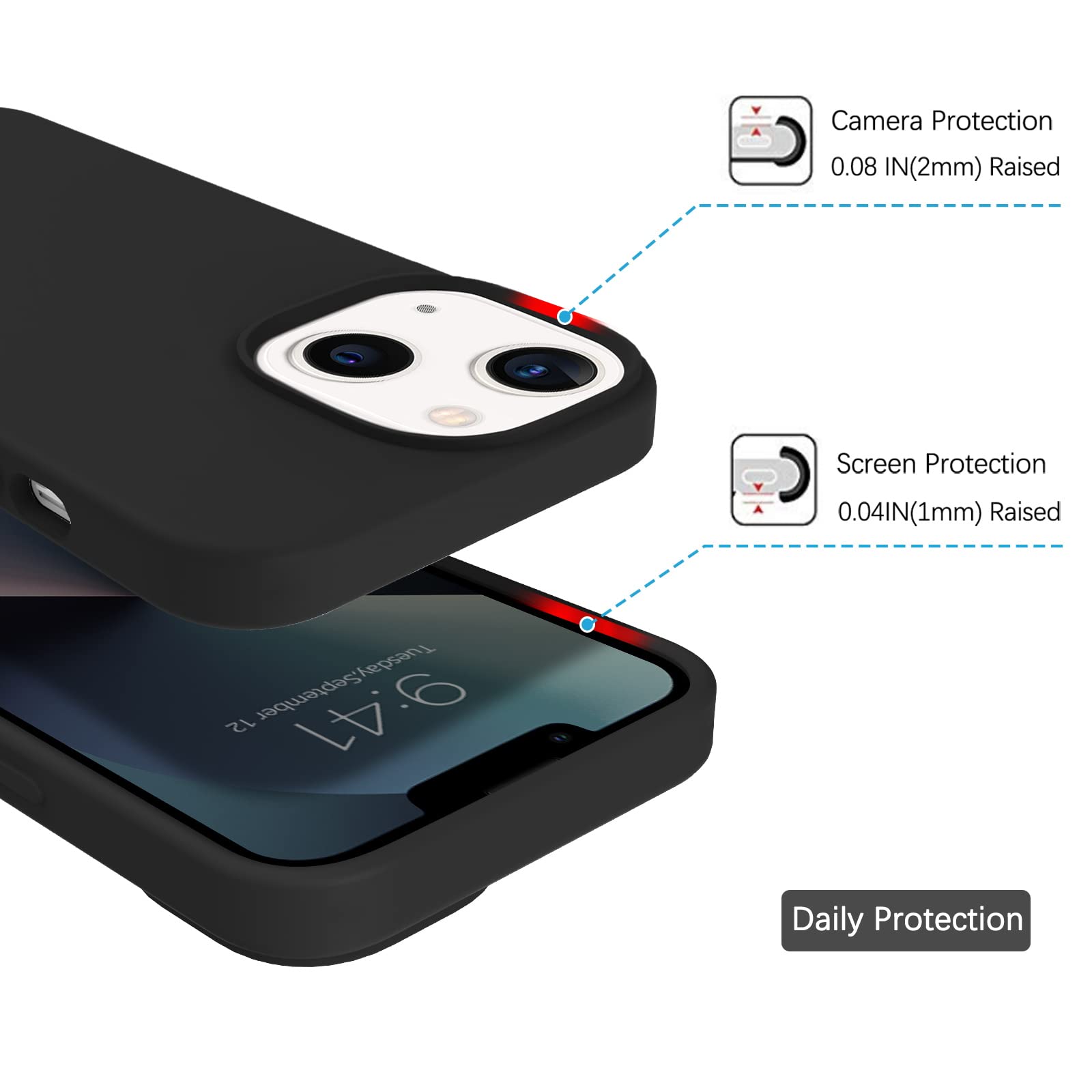 Bentoben Iphone 13 Mini Case, Iphone 13 Mini Phone Case, Slim Fit Liquid Silicone Soft Gel Rubber Anti Scratch Shockproof Protec