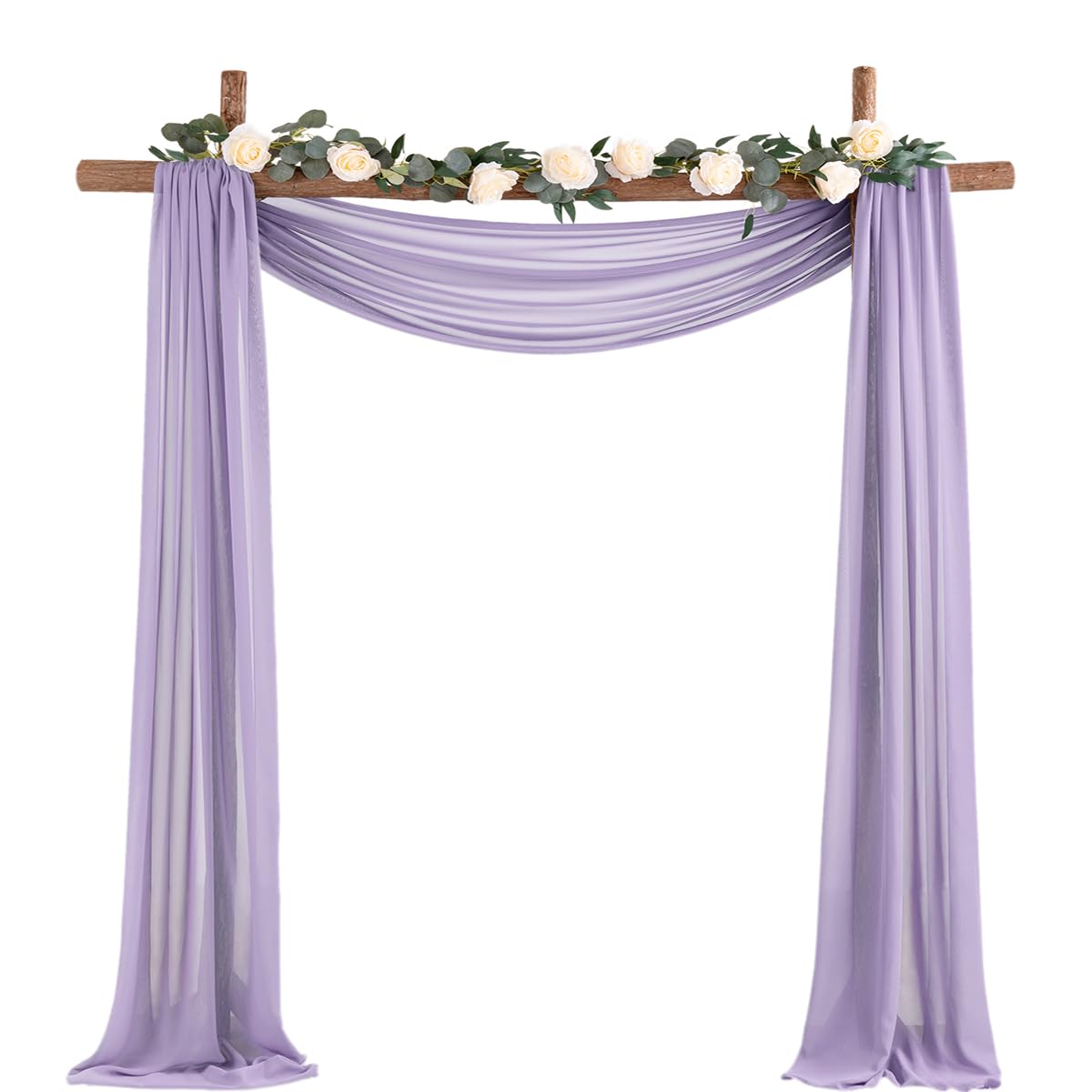 Socomi Wedding Arch Draping Fabric 2 Panels 29'' X 19Ft Lavender Purple Sheer Chiffon Curtain Drapes 6 Yards For Wedding Ceremon