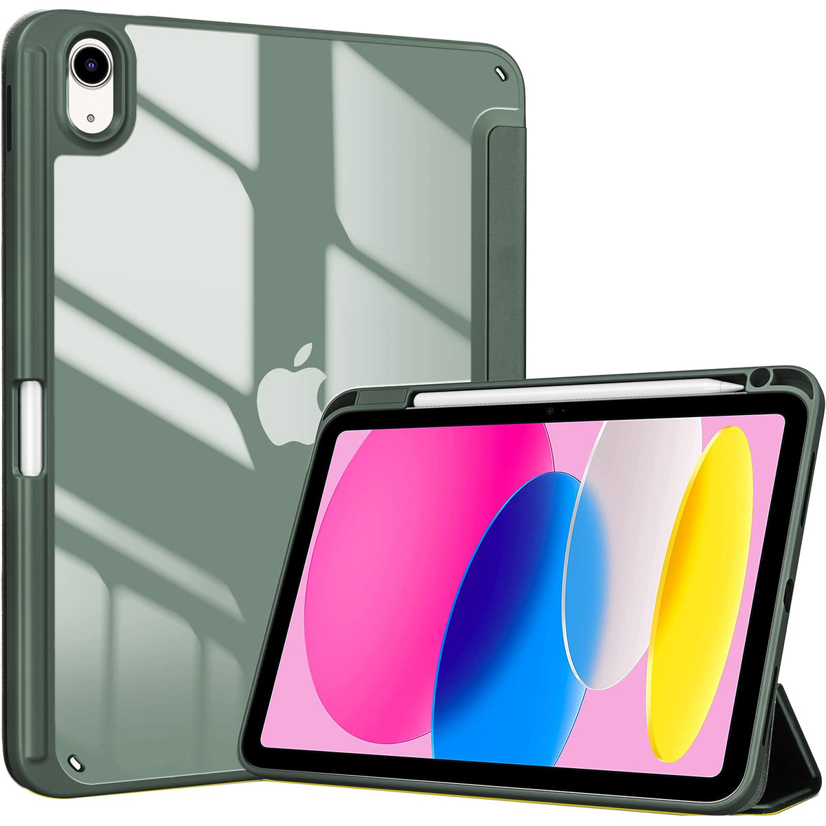 Procase For Ipad 10Th Generation Case With Pencil Holder 2022 10.9 Inch, Clear Back Ipad 10 Case, 10Th Gen Ipad Case For A2696 A2757 A2777  Olivegreen
