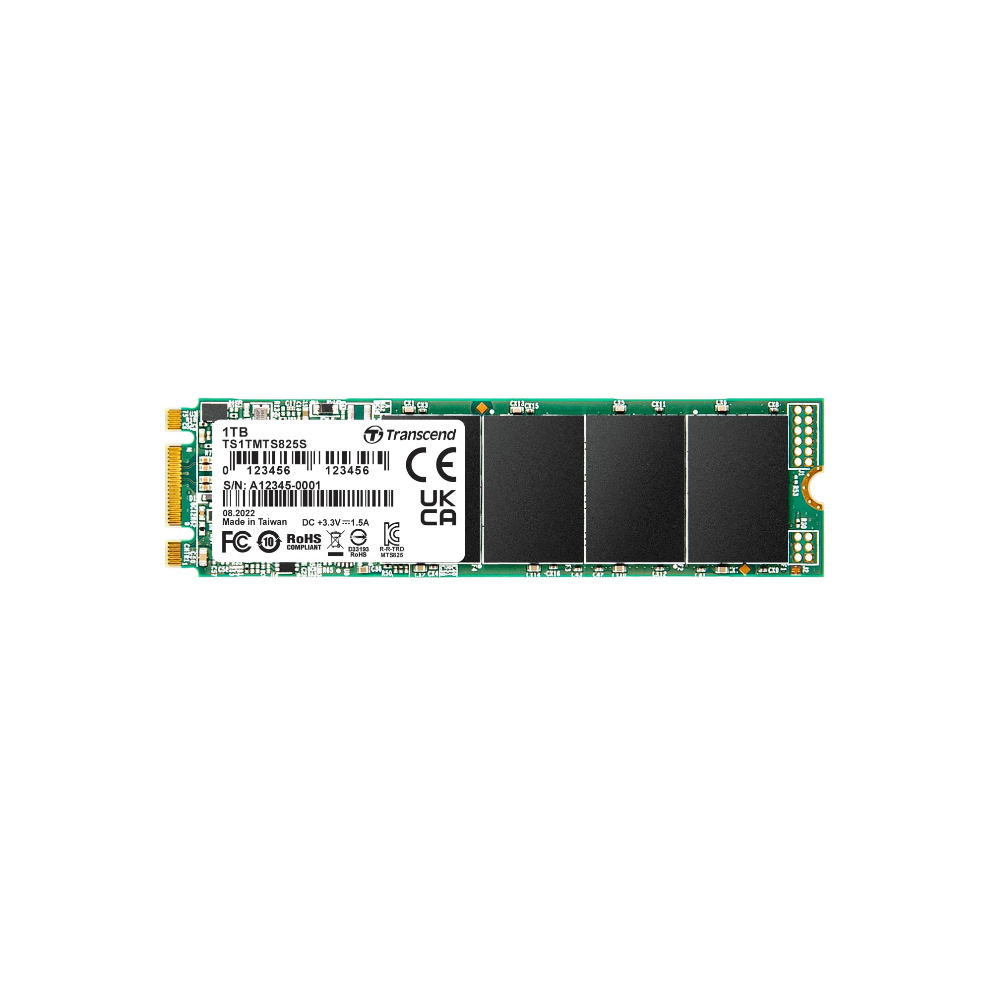 Transcend MTS825 1TB M.2 2280 SATA III SSD, Up to 550MB/s, Compatible w/Ultrabook Laptop PC Desktop, 3D TLC NAND Flash Internal 