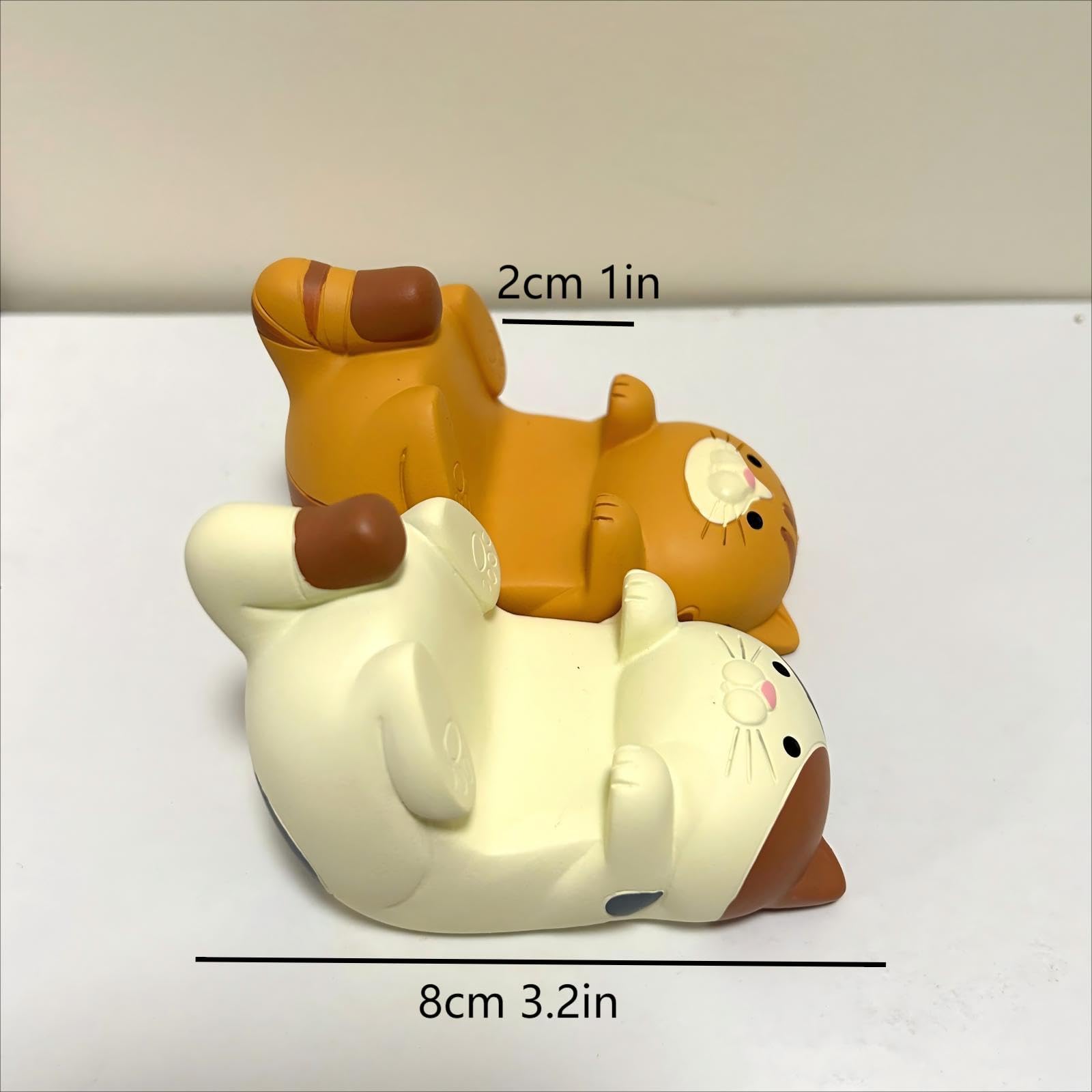 Cute Cat Phone Stand Set, 2-Pack Desktop Cell Phone Holders, Orange And White Kitty Design, Funny Gifts For Cat Lovers, Resin De