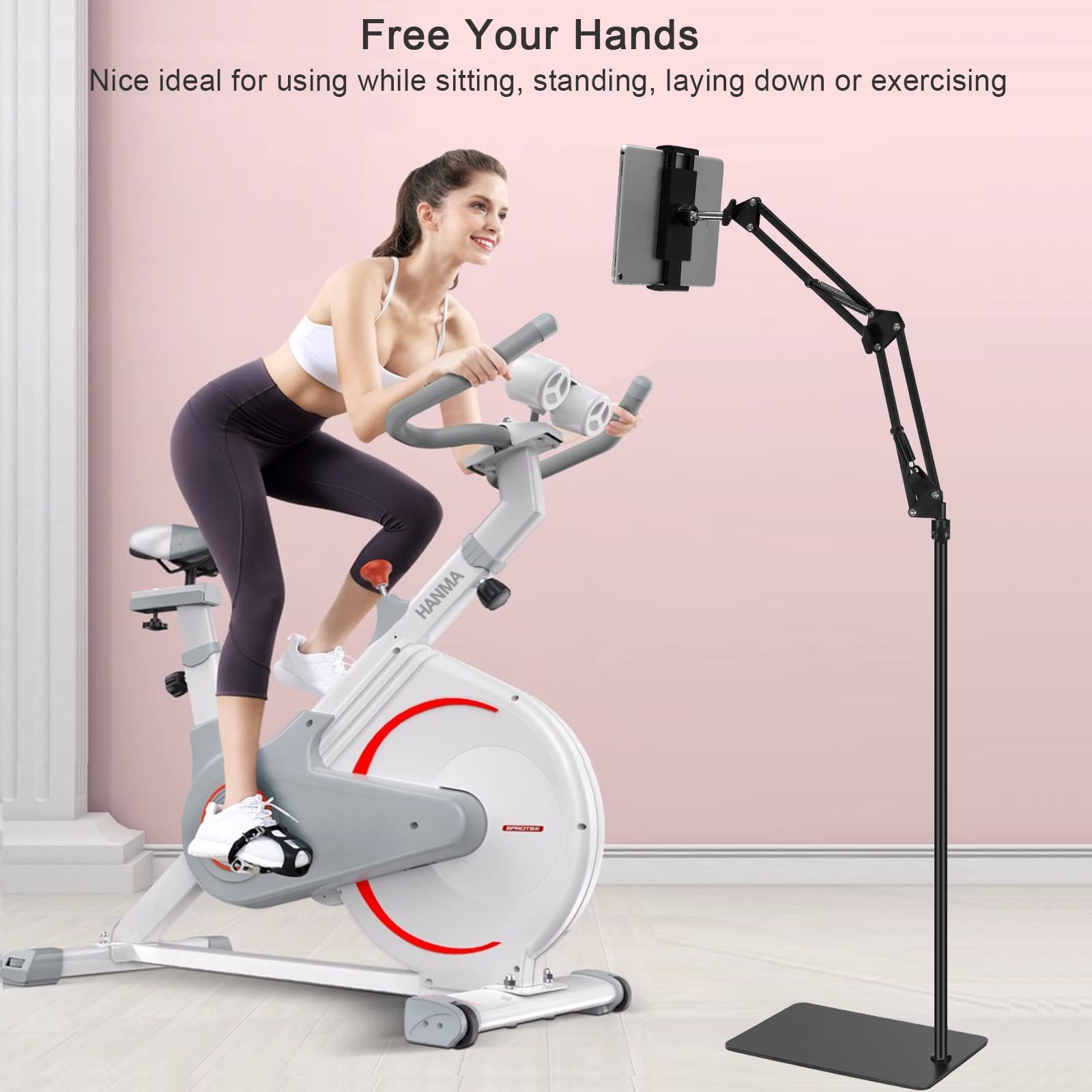 Samhousing Tablet Floor Stand, Adjustable Universal 360 Degree Rotatable Metal Tablet Holder, Phone Stand For Ipad/Iphonex/Ipad