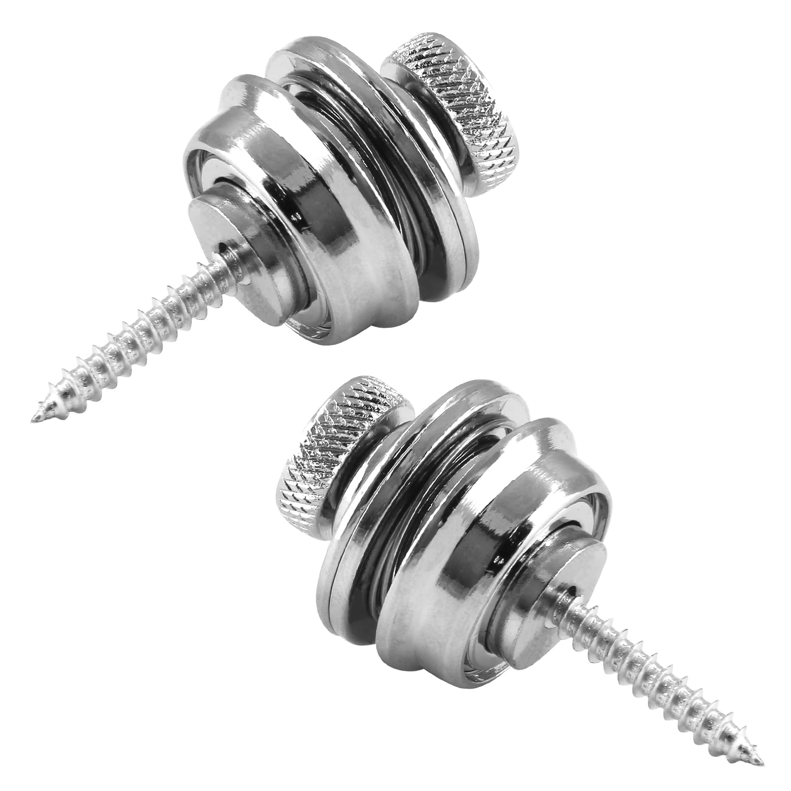 Lifcratms 2Pcs Guitar Strap Locks, Silver Metal Flat Round Head Straplocks, Buttons Security Quick Release Heavy Duty Strap Lock