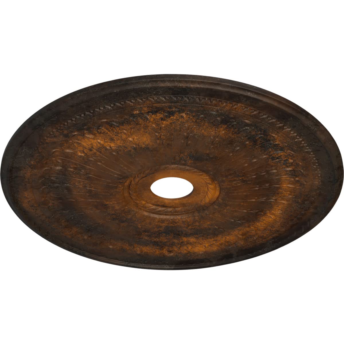 Ekena Millwork Cm29Oarus Oakleaf Ceiling Medallion, 29 1/8''Od X 3 5/8''Id X 1''P, Hand Painted Rust