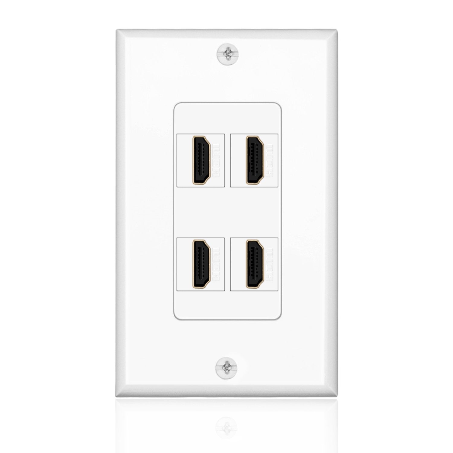 Tnp Hdmi Wall Plate (4 Port, White) Hdmi Face Plate Socket Insert Jack Outlet Panel Mount Support 4K 60Hz Hdr Arc/Earc Full Hd 3