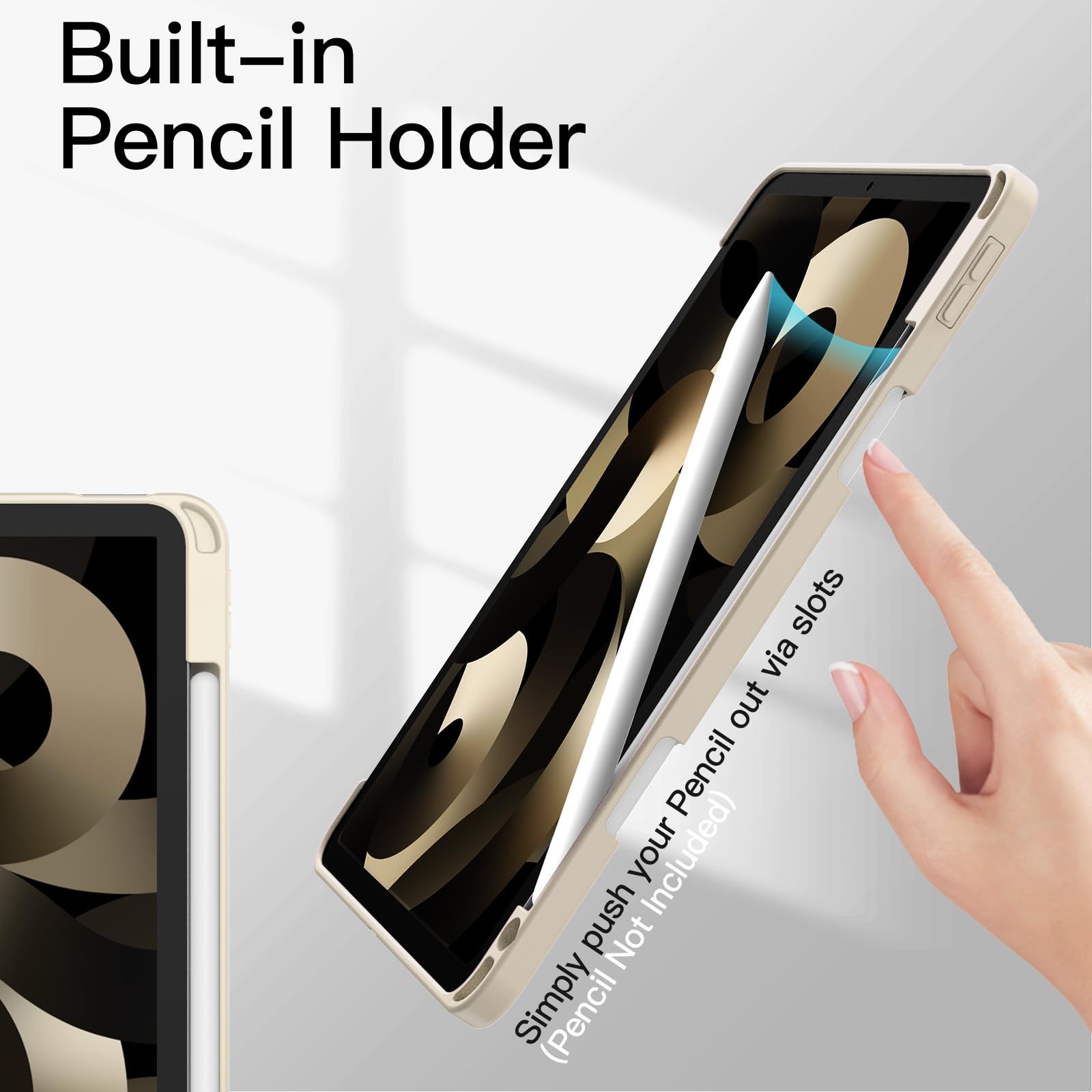 Jetech Case For Ipad Air 11-Inch M2 (2024), Ipad Air 5/4 (2022/2020 5Th/4Th 10.9-Inch) With Pencil Holder, Clear Transparent Bac