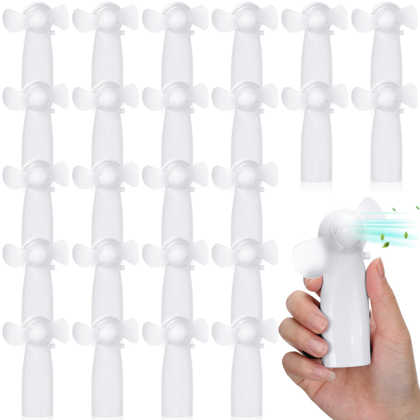 Rossesay 24 Pcs Mini Portable Fan Bulk Powerful Handheld Fan Electric Small Personal Battery White Hand Fan For Indoor Outdoor W