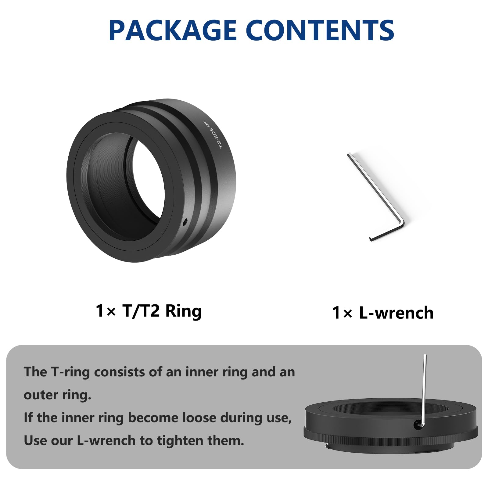 Lightdow T2 Rf T Mount Camera Lens Adapter T Ring M42X0.75Mm For Canon R3 R5 R6 R7 R8 R10 R50 R100 Etc
