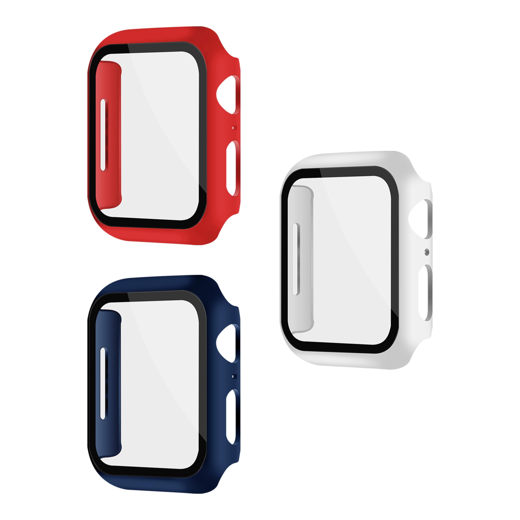 XFEN 3-Pack Case with Screen Protector for Apple Watch 41mm Series 9/8/7 - Red/White/Navy