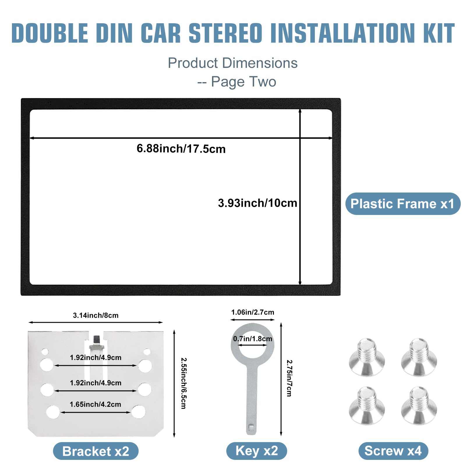 Qlouni Double Din Installation Kit, Universal Double Din Installation Cage Kit Slot Metal Car Stereo Radio Mounting Frame, Compatible For Passat/Mk3/Jetta Panel Frame