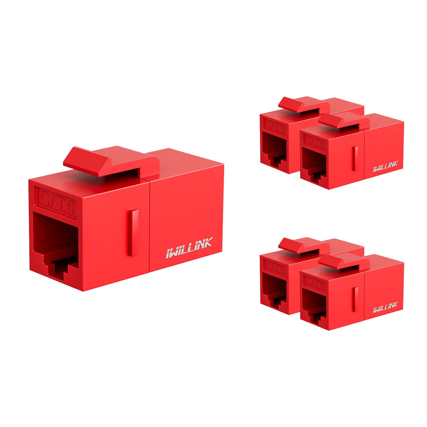 iwillink RJ45 Cat6 Keystone Coupler 5-Pack, Female to Female Cat6 Keystone Jack, UTP Keystone Coupler Insert, Red