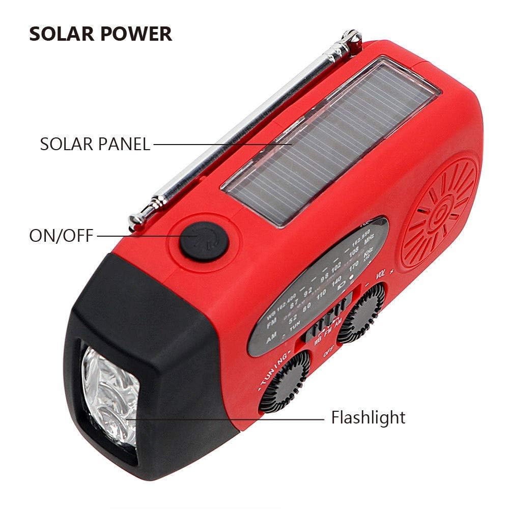 Fm/Am/Noaa Weather Radio Hand Crank Self Powered Solar Portable Mini Emergency Survival Radios With 3 Led Super Bright Flashligh