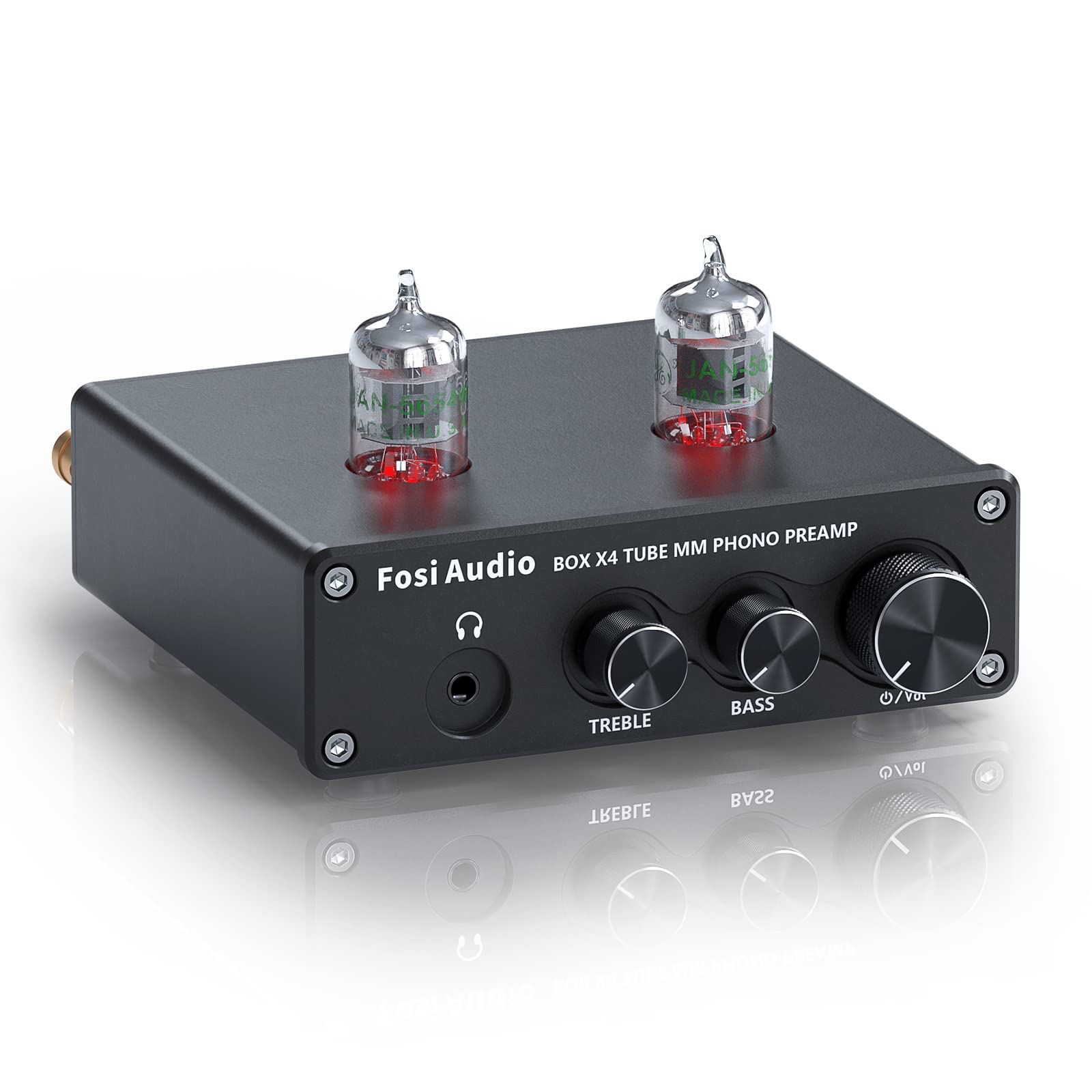 Fosi Audio Box X4 Phono Preamp With Jan 5654W Vacuum Tubes For Mm Turntable Phonograph Record Player With Volume Bass Treble Con