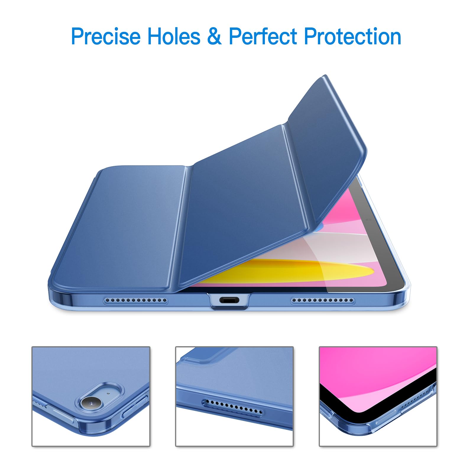 Jetech Case For Ipad (A16) 11Th/10Th Generation (2025/2022), Slim Stand Hard Back Shell Cover With Auto Wake/Sleep (Navy)