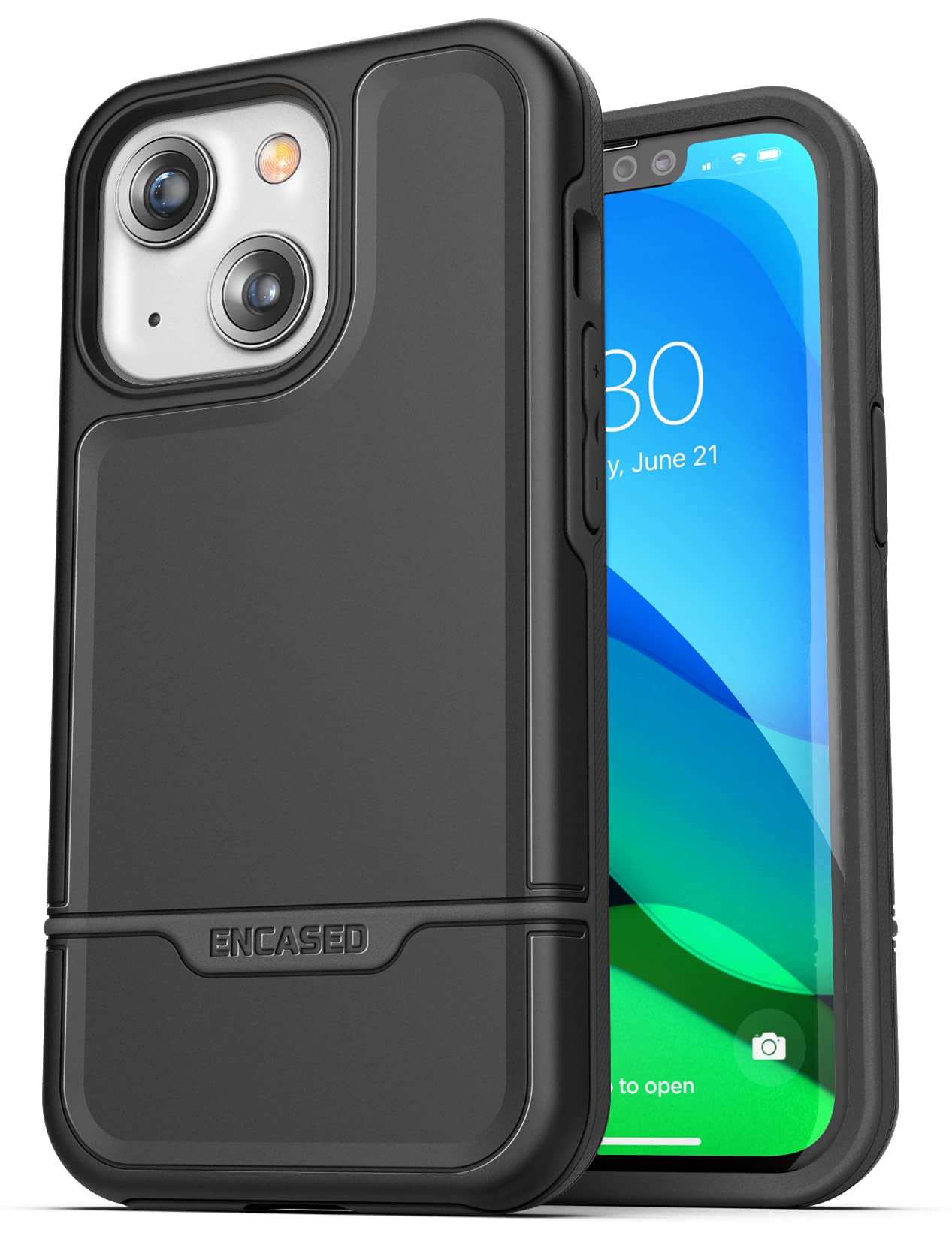 ENCASED Rebel Series Designed for iPhone 13 Case Protective Phone Case (Black)