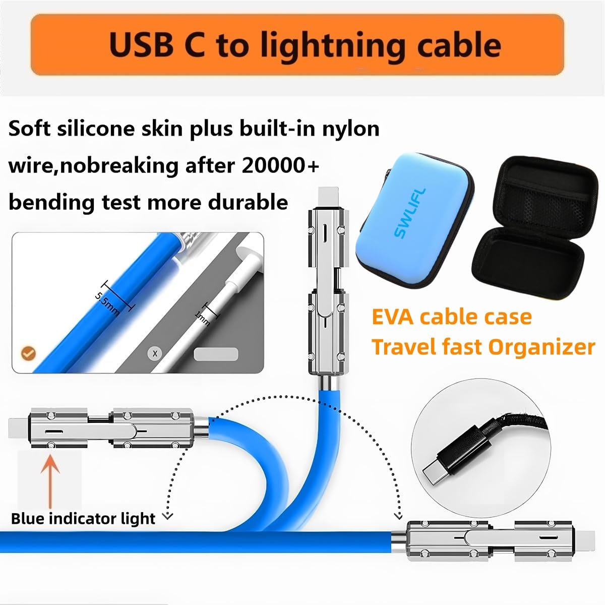 Swlifl 2 Pack Usb C To Usb C Cable 5Ft Chubby Silicone 4 In 1 Usb C Charging Cable Fast Charger Usb C Data Transfer Cable,480Mbp
