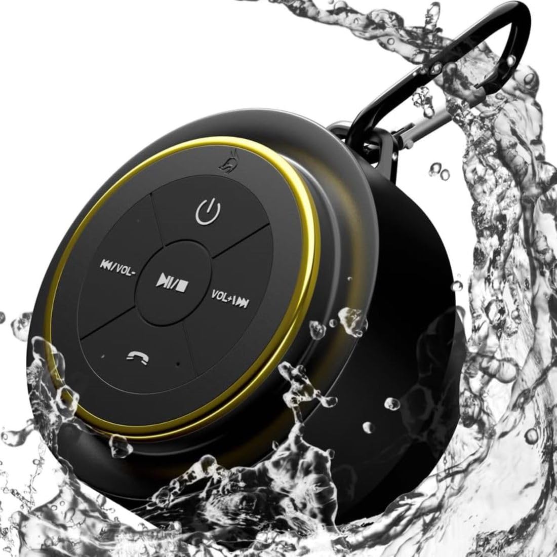 iFox Portable Bluetooth Shower Speaker, IPX7 Waterproof Outdoor Wireless Speaker, Built-in Mic, Carabiner, Beach, Camping, Hikin