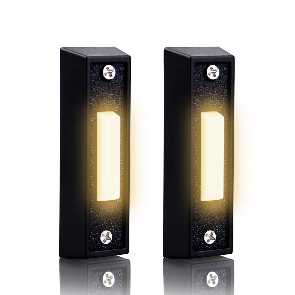 2 Pcs Black Replacement Doorbell Button,Lighted Doorbell Button Wired Door Bell Push Buttons Led Door Chime,Wall Mounted Doorbel