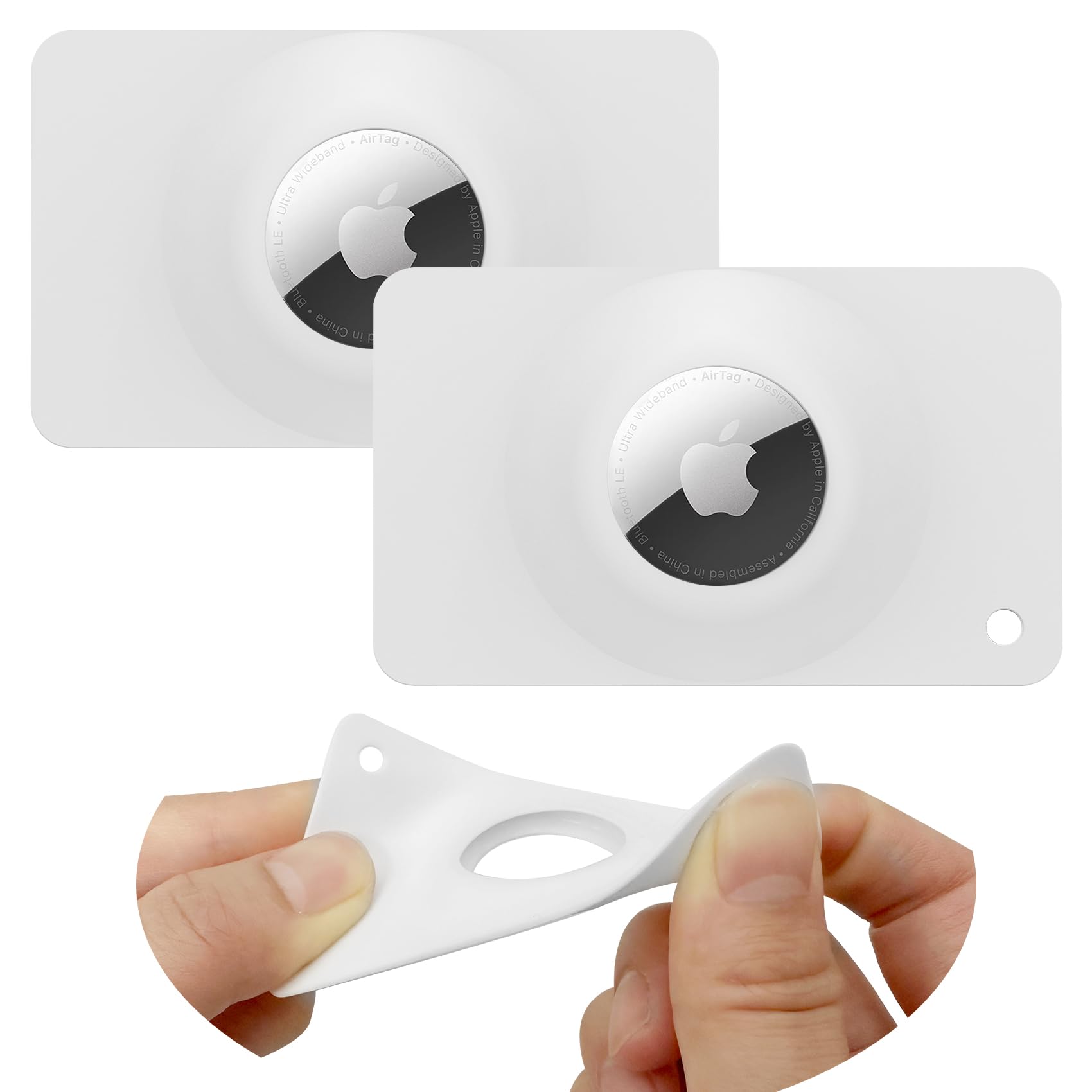 Qyqa 2Pack Airtag Holder Wallet Card,Slim Air Tag Card,Airtags Card Case For Wallet,Purse,Handbag,Clutch,Backpack,Pocket,(White,