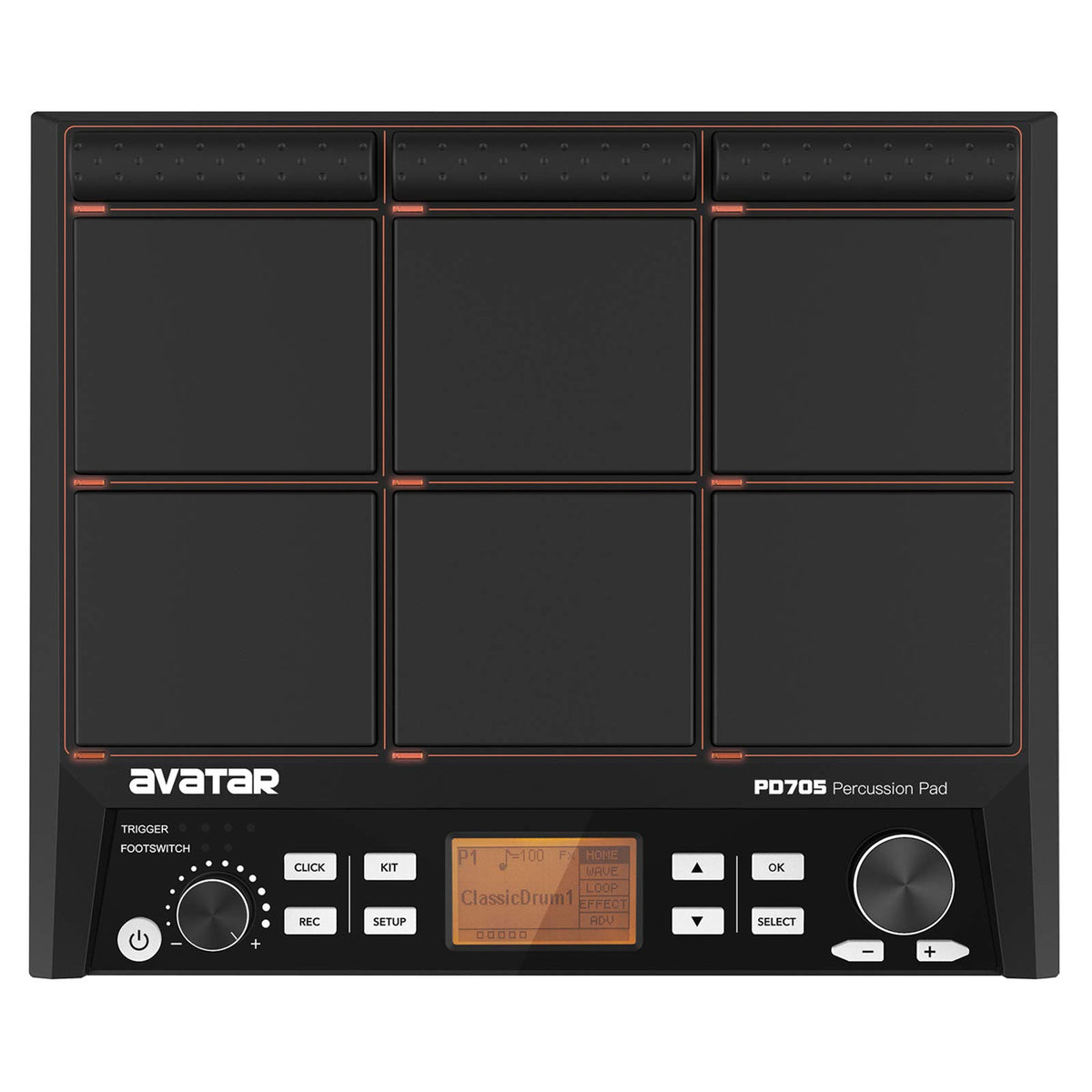 Hxw Pd705 9-Trigger Multipad Percussion Sampling Pad Desktop Electric Drum Set With 600 Sounds, Built-In Looper, Effecter, Metro