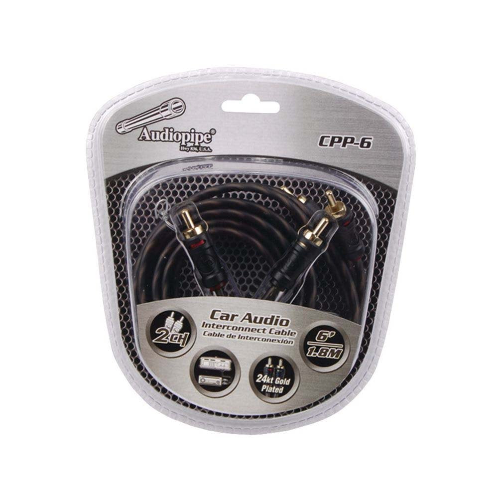Audiopipe 24Kt Gold Plated Interconnect Cable 6Ft