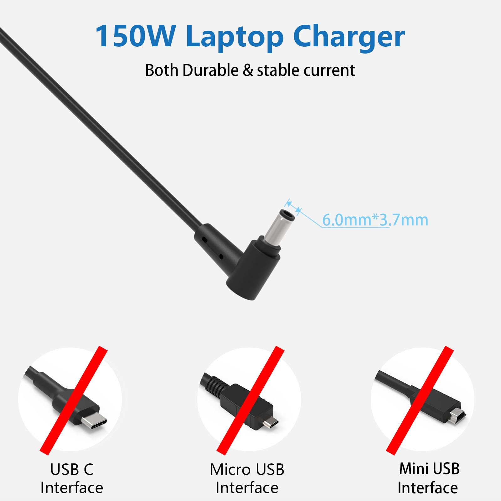 150W Gaming Laptop Charger For Asus Rog Strix Gl531Gt Gl731Gt Tuf Fx505Du Fx505Dt Fx505Gt Fx505Dd Fx705Gt Fx705Dd Fx705Dt Fx705D