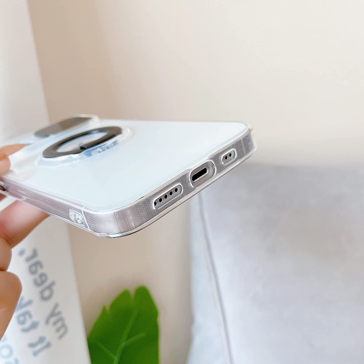 Caseative Candy Color Ring Holder Slide Lens Camera Cover Protection Clear Soft Compatible With Iphone Case (Mint,Iphone 14 Pro)