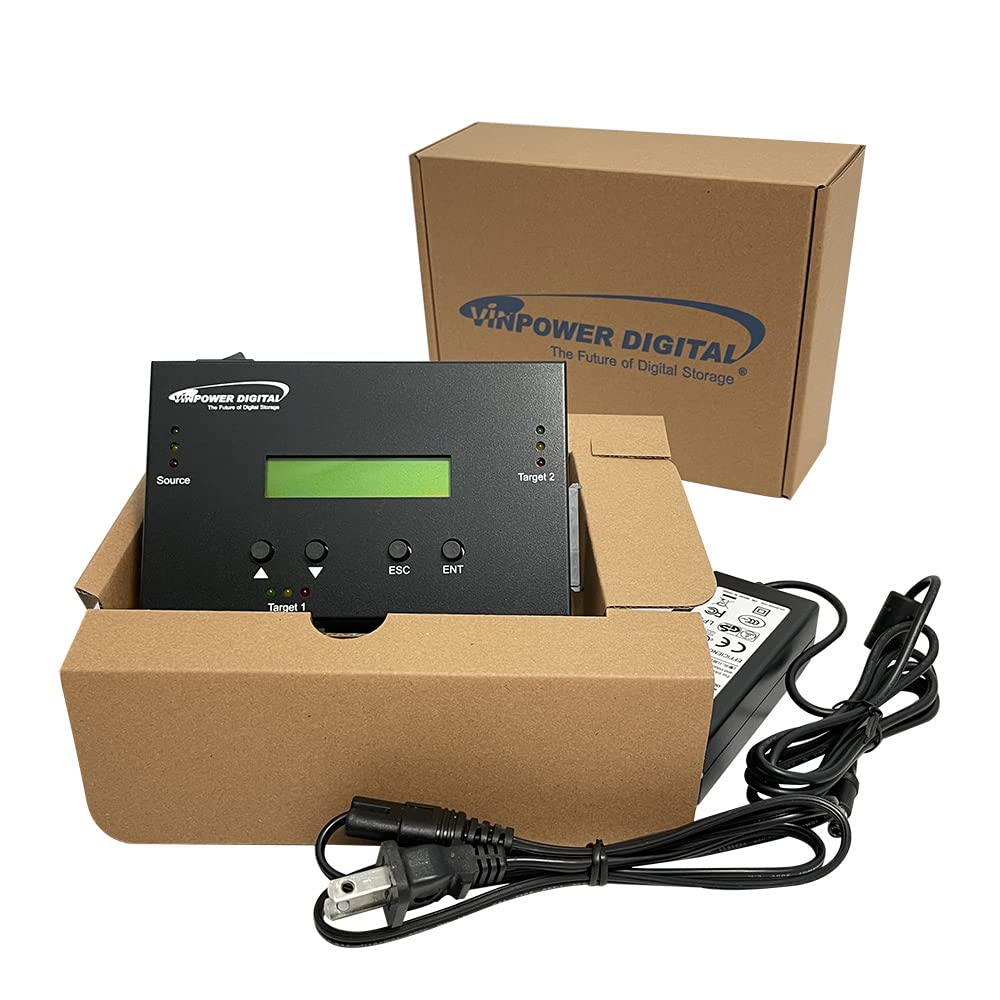Vinpower Digital 1 To 2 Sata 2.5'' & 3.5'' Hard Disk Drive/Solid State Drive (Hdd/Ssd) Clone Duplicator And Dod Level Eraser