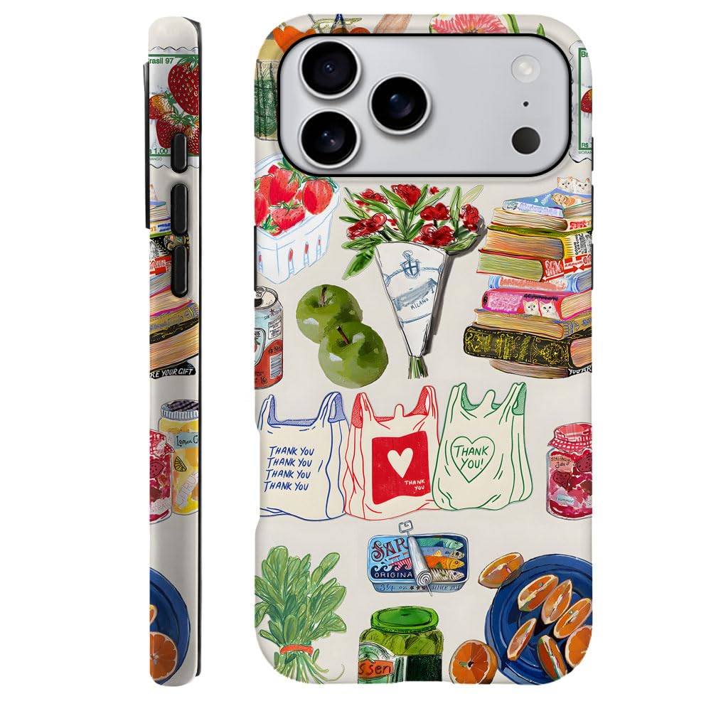 Compatible with iPhone 17 Pro Max,Durable & Shockproof Phone Case Cover Design - Summer Vegetable Book Collage