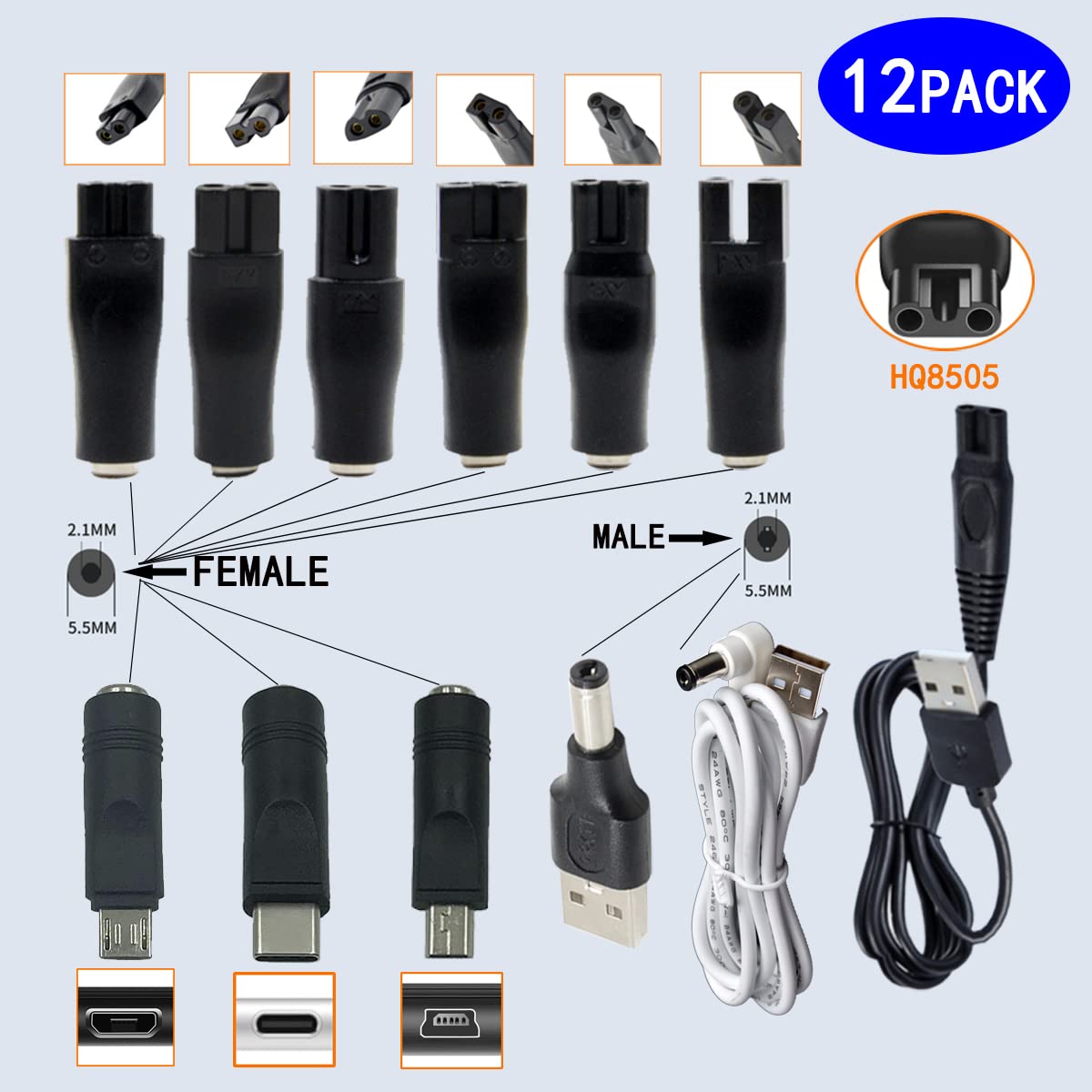 Rgzhihuifz Usb Adapter Is Suitable For A Variety Of Electric Hairdressers, Shavers, Beauty Instruments, Purifiers, Table Lamps A