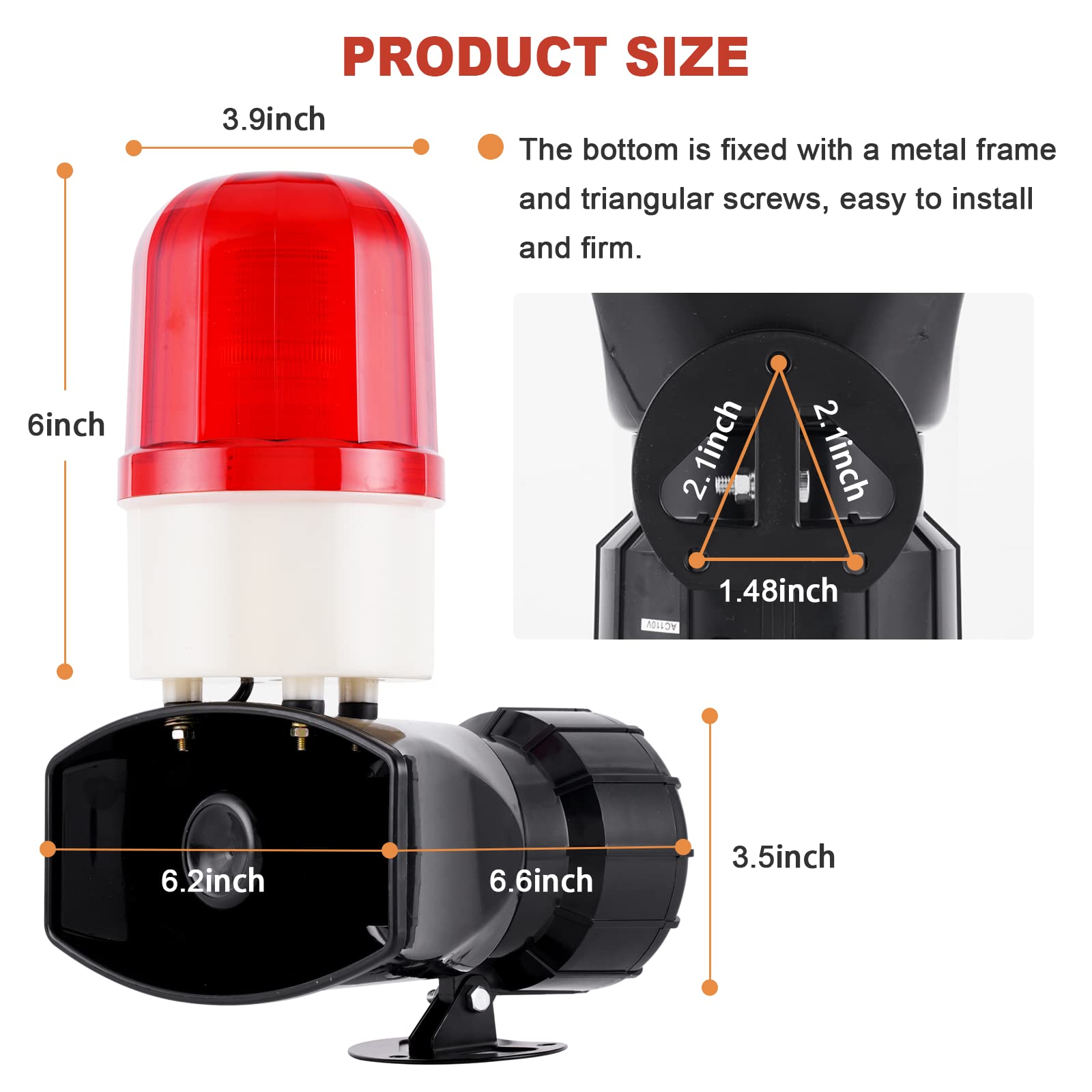 Saladulce Sound And Light Loud Alarm Siren With Strobe Light Industrial Led Warning Light Horn Siren Alarm 115Db 60W Lte 1101 (A