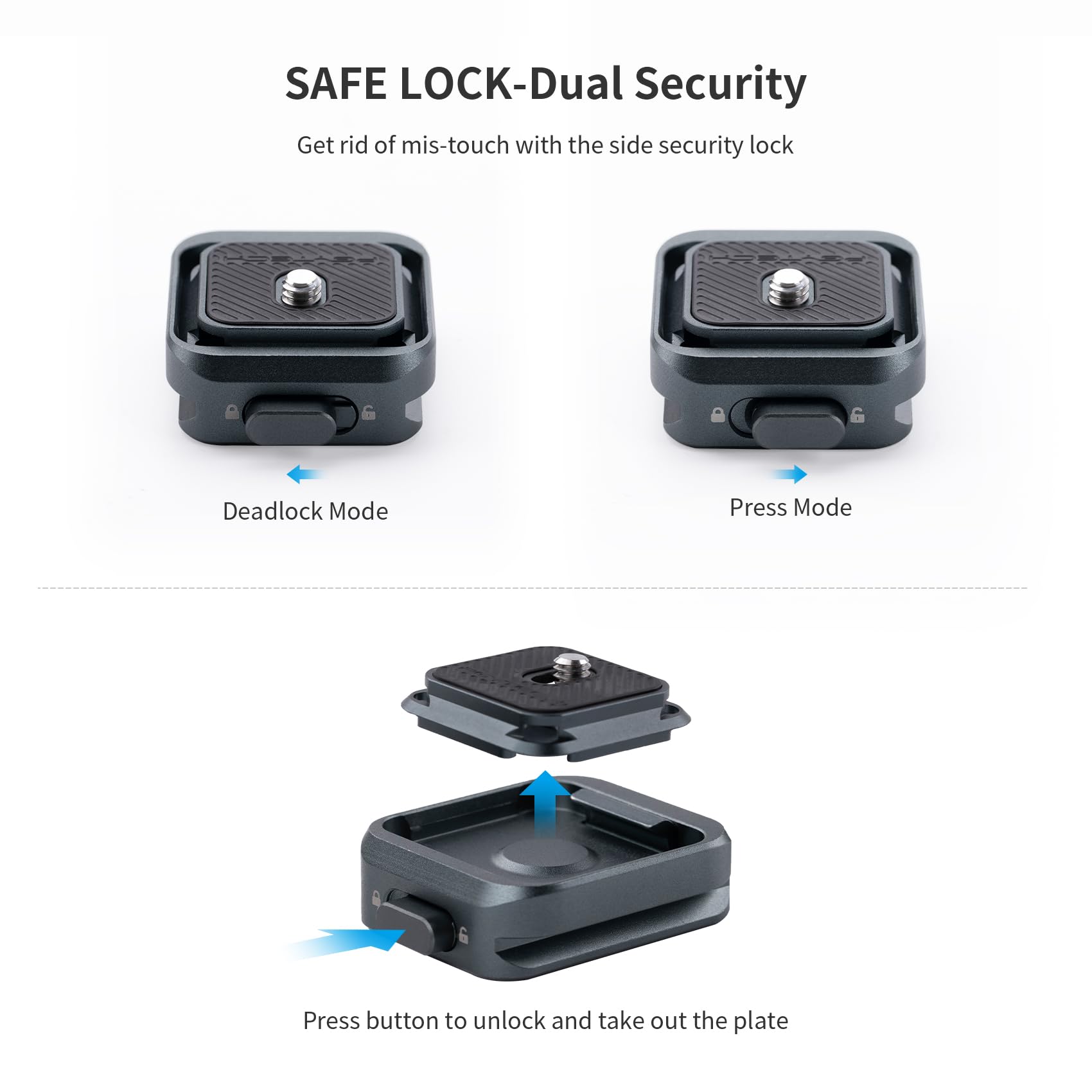 Pgytech Quick Release Plate Clamp, With 1/4' And 3/8' Threaded Holes, Arca Swiss Interface, Suitable For Photo Cameras, Tripods, Gimbals (Arca Type Plate*2 +Clamp)