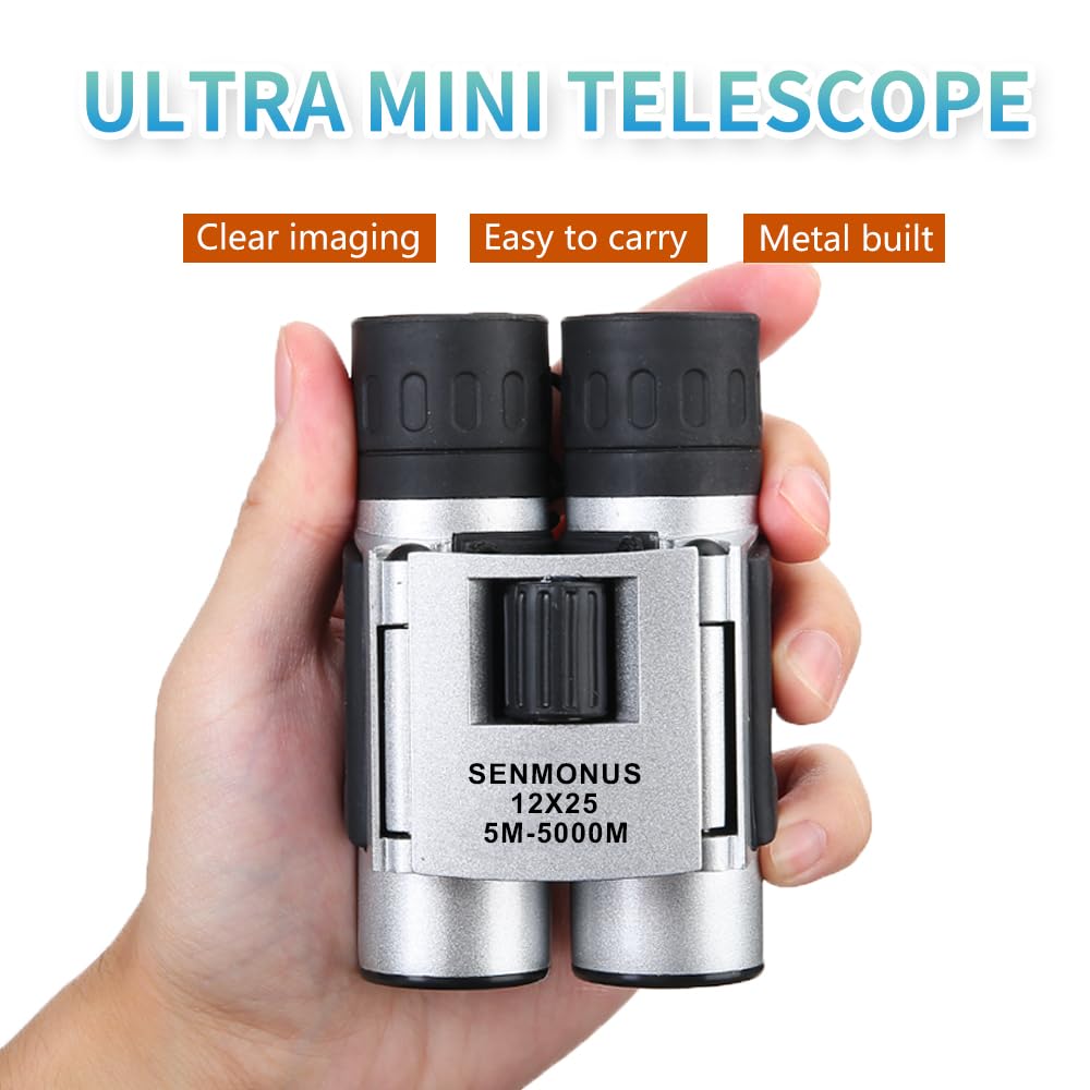 12X25 Small Compact Binoculars For Adults And Kids   Lightweight Mini Pocket Folding Binoculars Gift For Men Women Boys Bird Wat