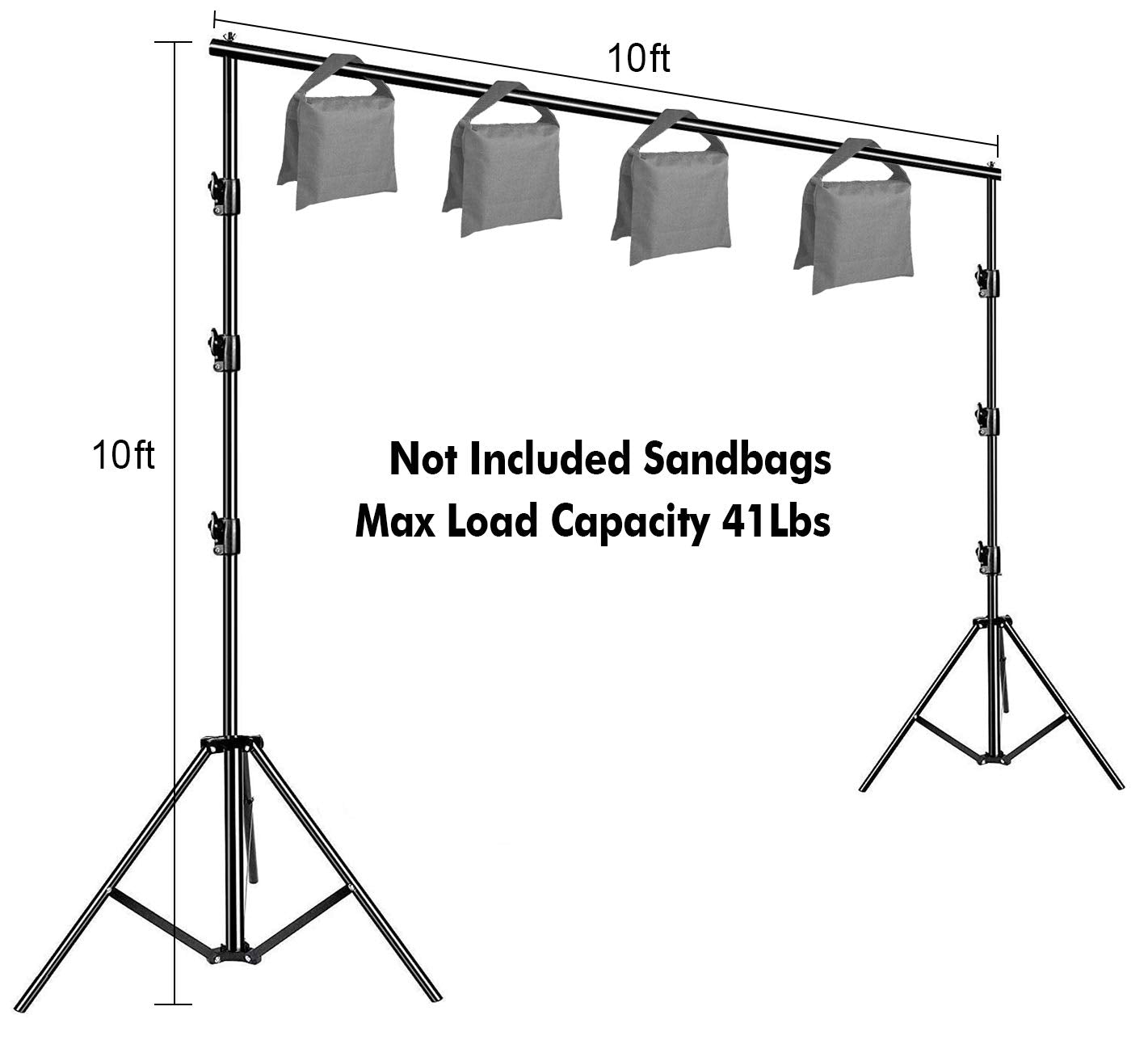 Slow Dolphin 10 X 10Ft Photo Video Studio Heavy Duty Adjustable Muslin Backdrop Stand Background Support System Kit For Photogra