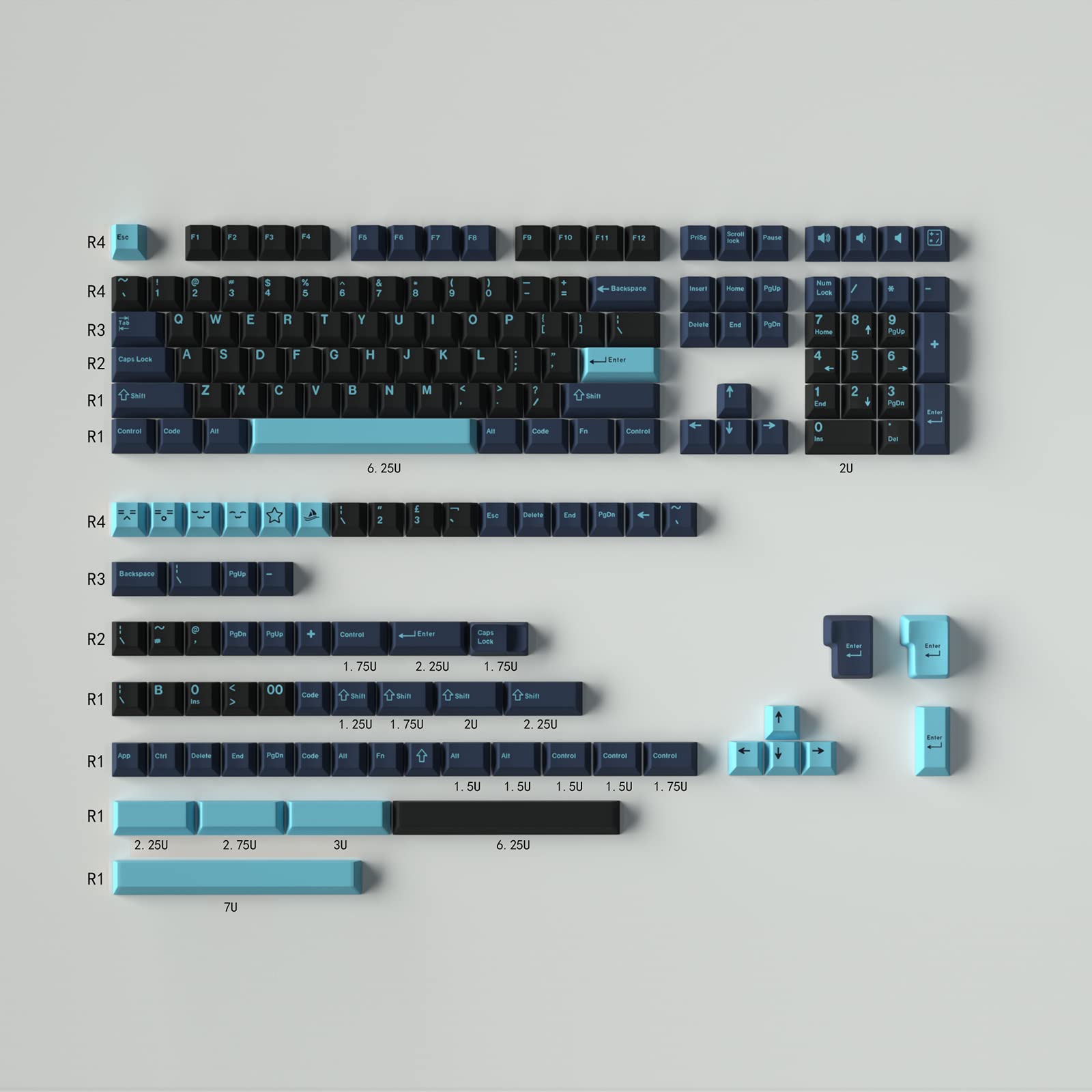 172 Keys Double Shot Keycaps Cherry Profile Hammerhead Dark Keycap Set Fit For Alice Keyboard 61/64/87/104/108 Cherry Mx Switche