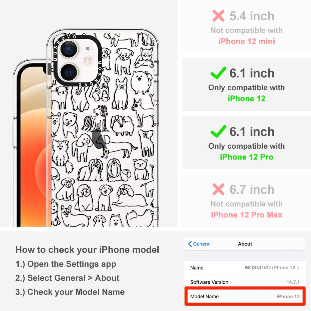 Mosnovo Case For Iphone 12 & Iphone 12 Pro, [Buffertech 6.6Ft Military-Grade Drop Protection] [Anti Peel Off Tech] Clear Tpu Bum