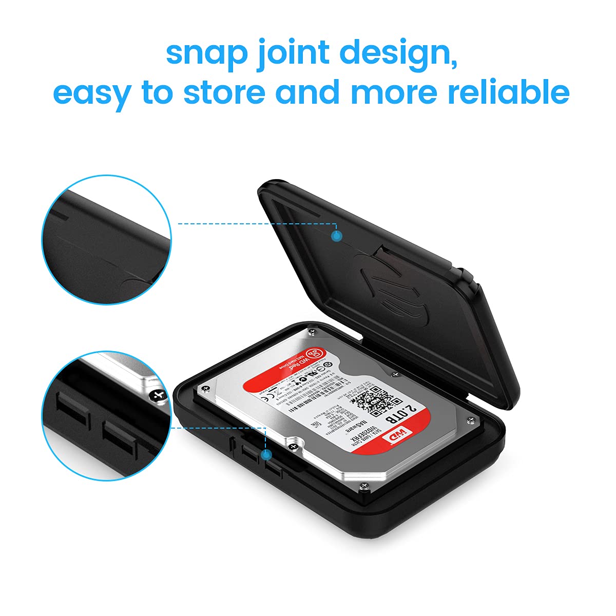 ORICO Hard Drive Case 3.5 inch HDD Storage Carrying Case Anti Static and Shockproof External Hard Drive Portable Case, Compatible with WD, Seagate, Toshiba, Samsung, Hitachi, Crucial PHXBK